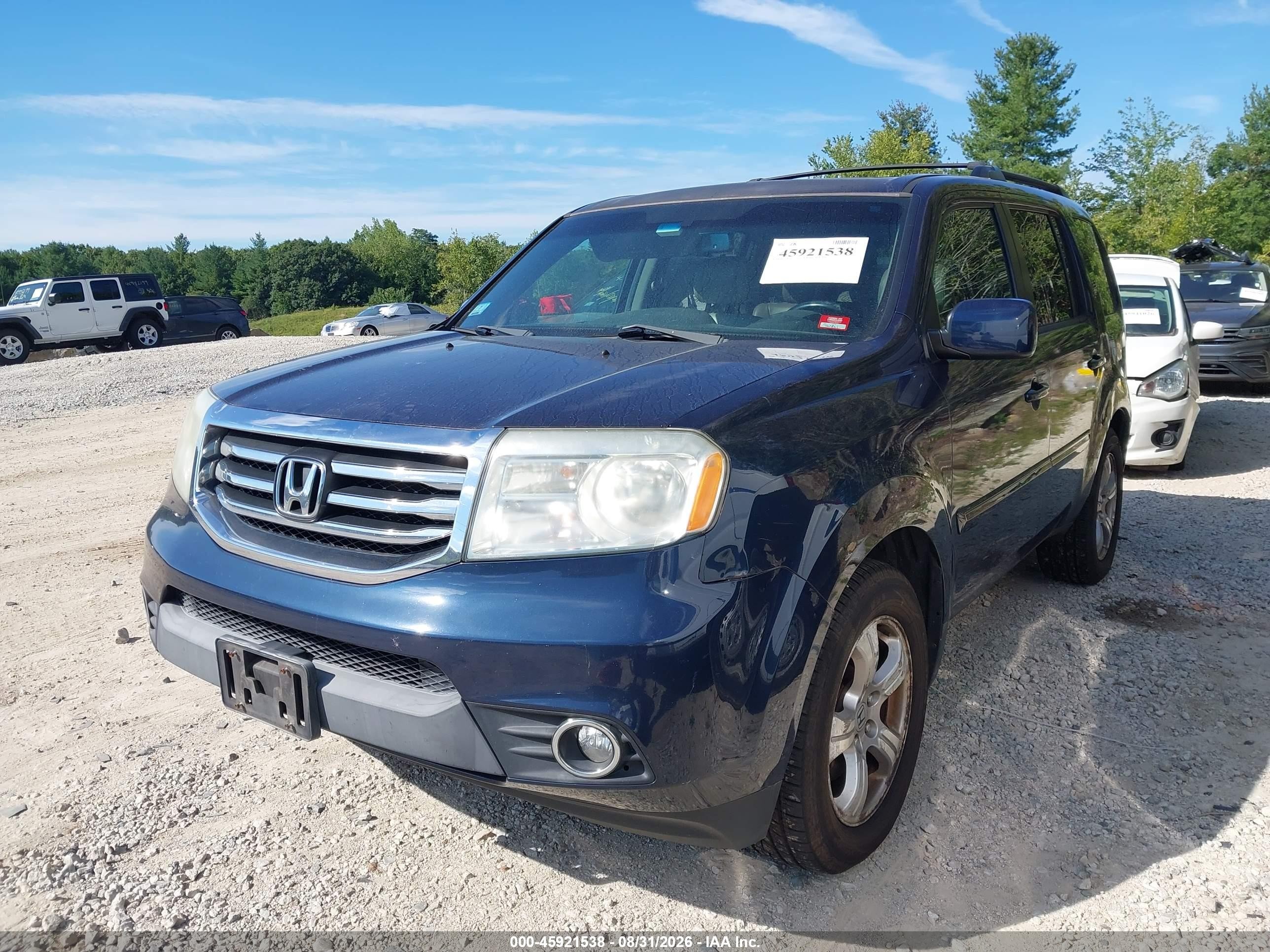 2012 Honda Pilot Ex-l Blue vin: 5FNYF4H57CB032863