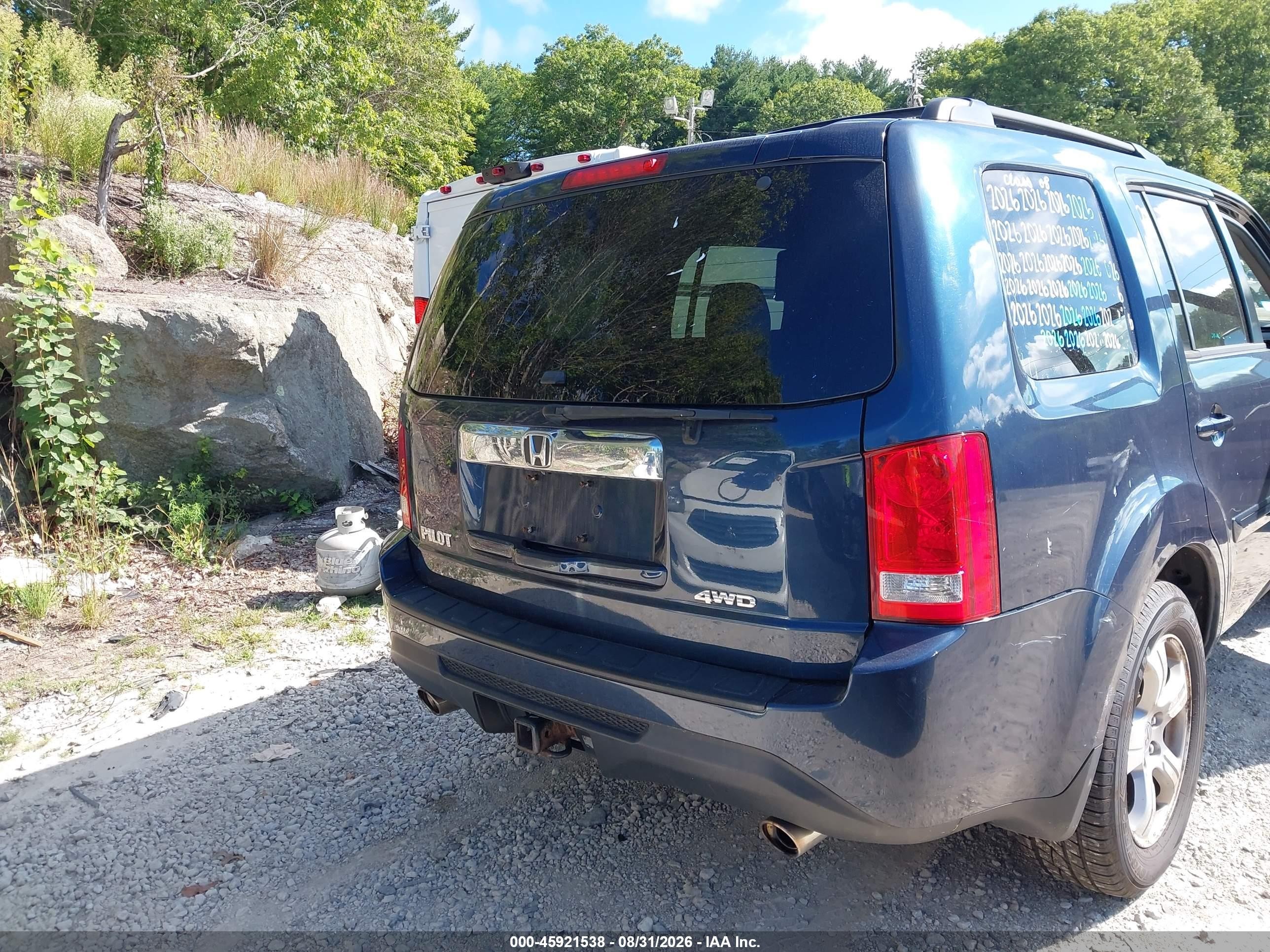 2012 Honda Pilot Ex-l Blue vin: 5FNYF4H57CB032863