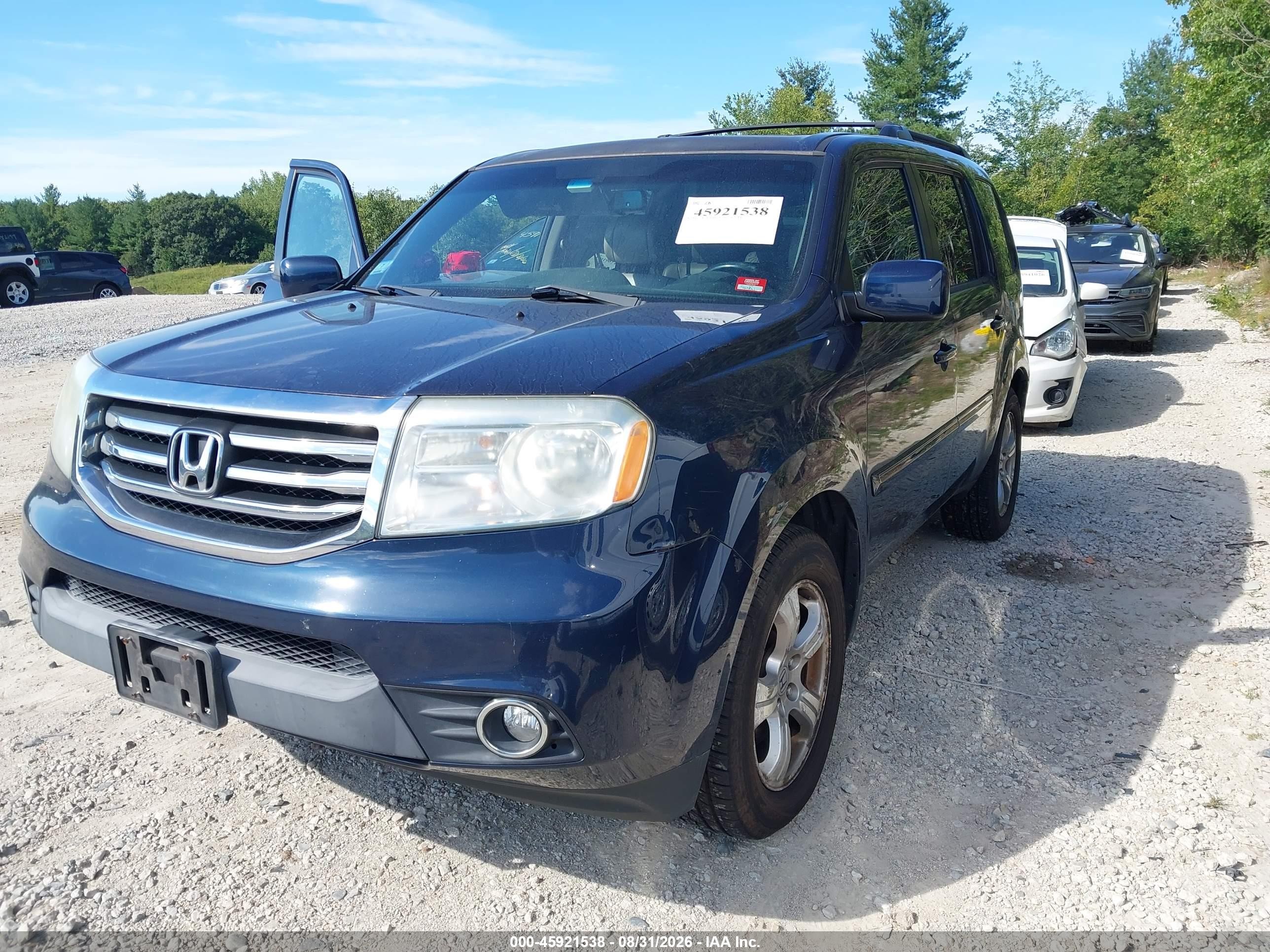 2012 Honda Pilot Ex-l Blue vin: 5FNYF4H57CB032863
