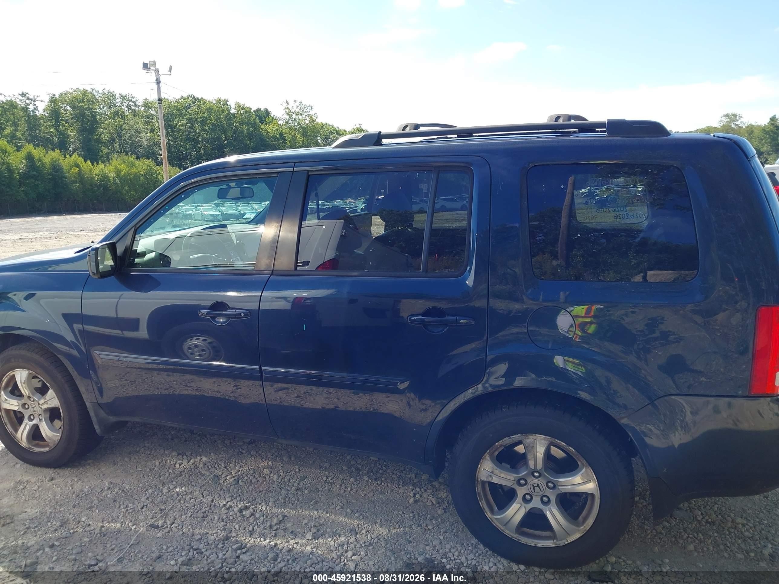 2012 Honda Pilot Ex-l Blue vin: 5FNYF4H57CB032863