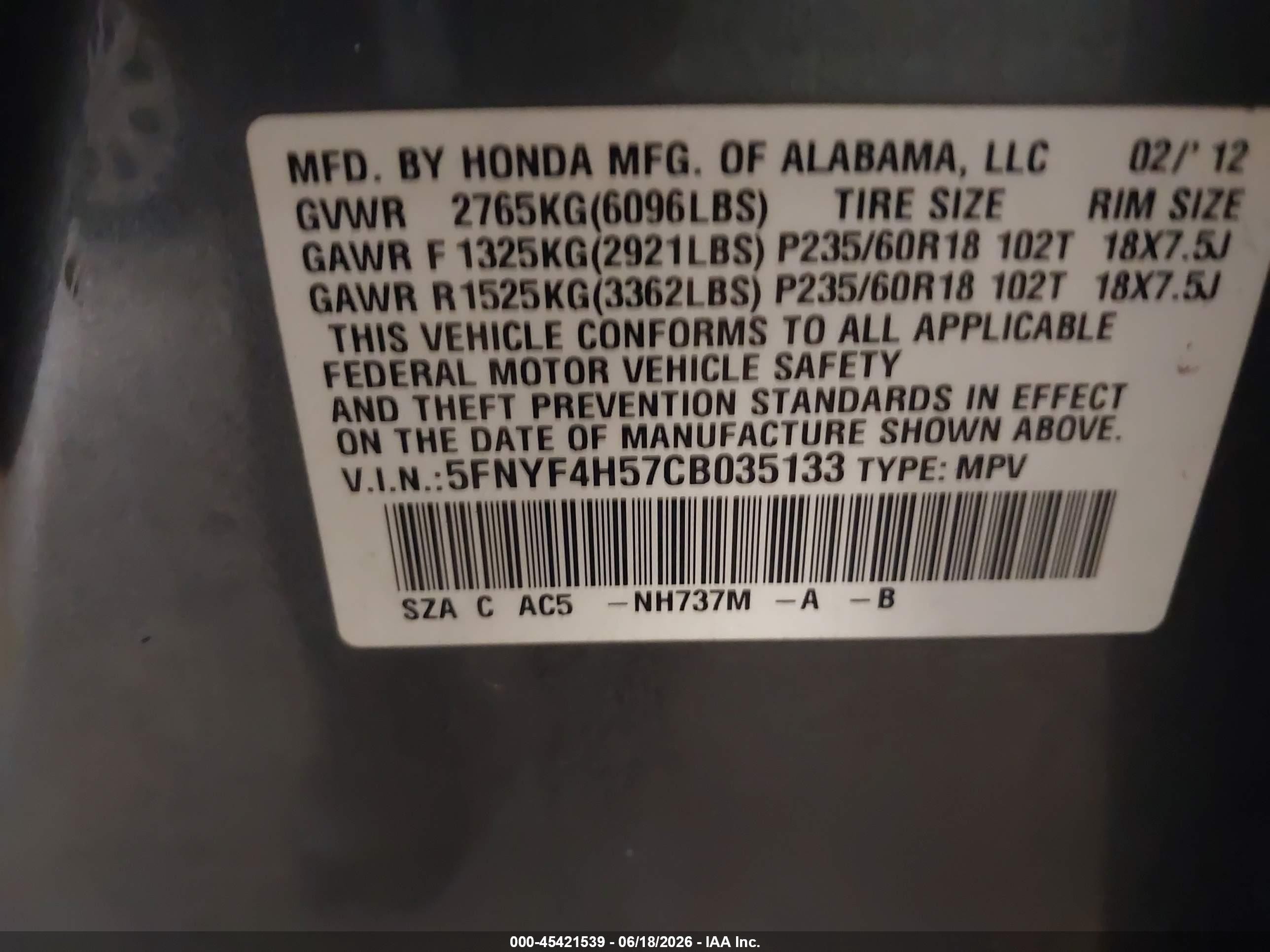 2012 Honda Pilot Ex-l Silver vin: 5FNYF4H57CB035133