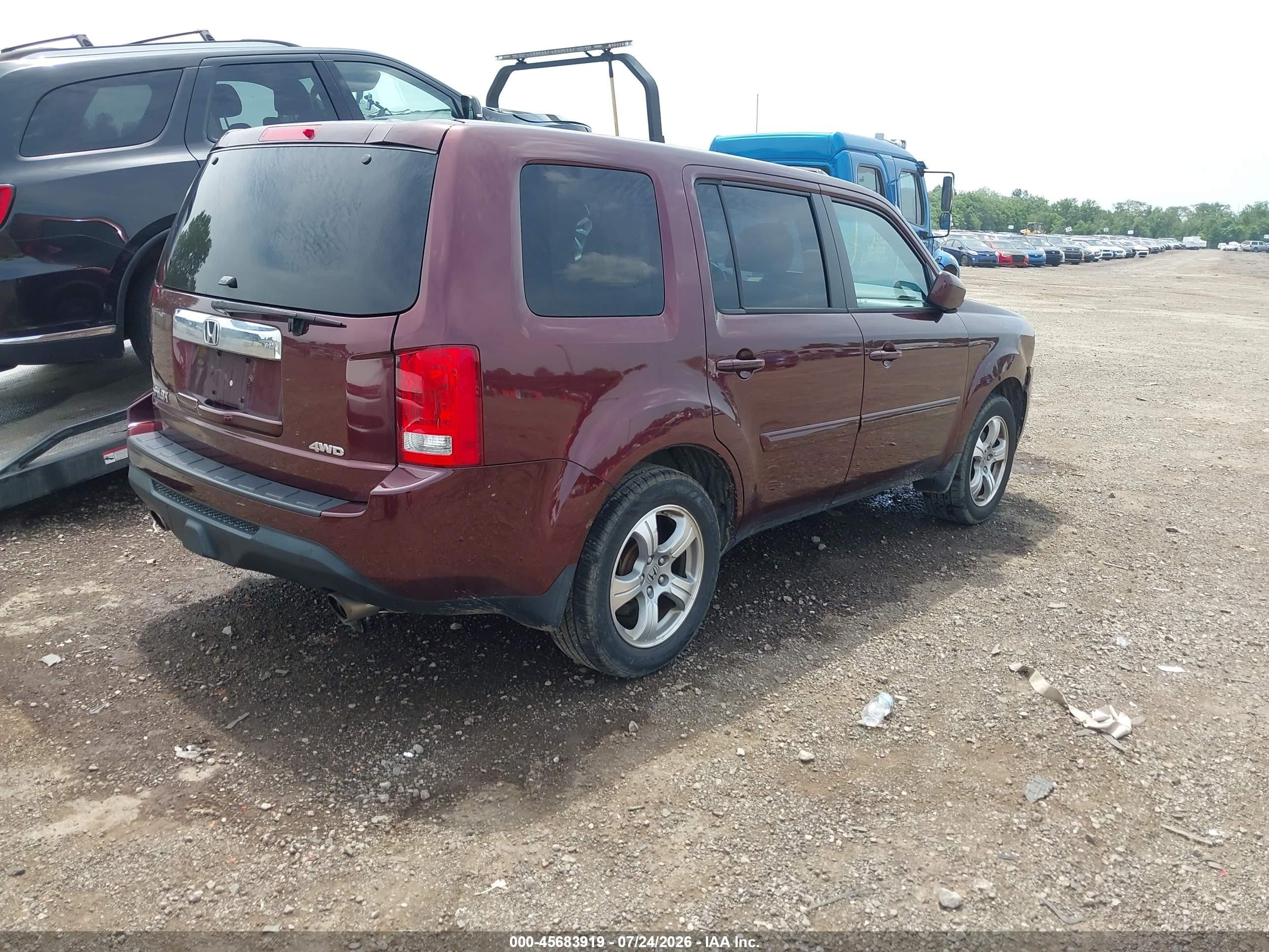 2012 Honda Pilot Ex-l Бордовый vin: 5FNYF4H57CB052241