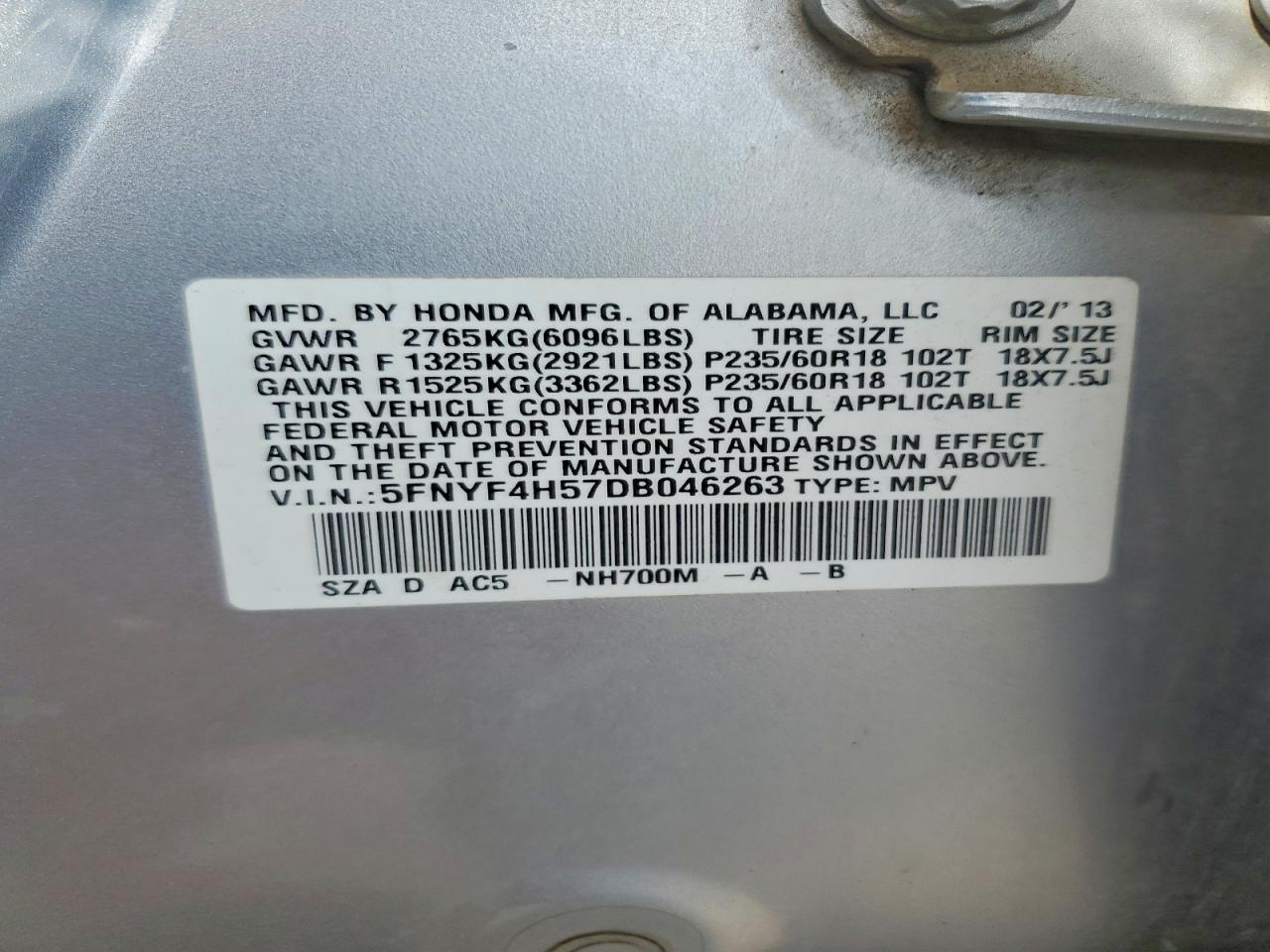 2013 Honda Pilot Серебряный vin: 5FNYF4H57DB046263