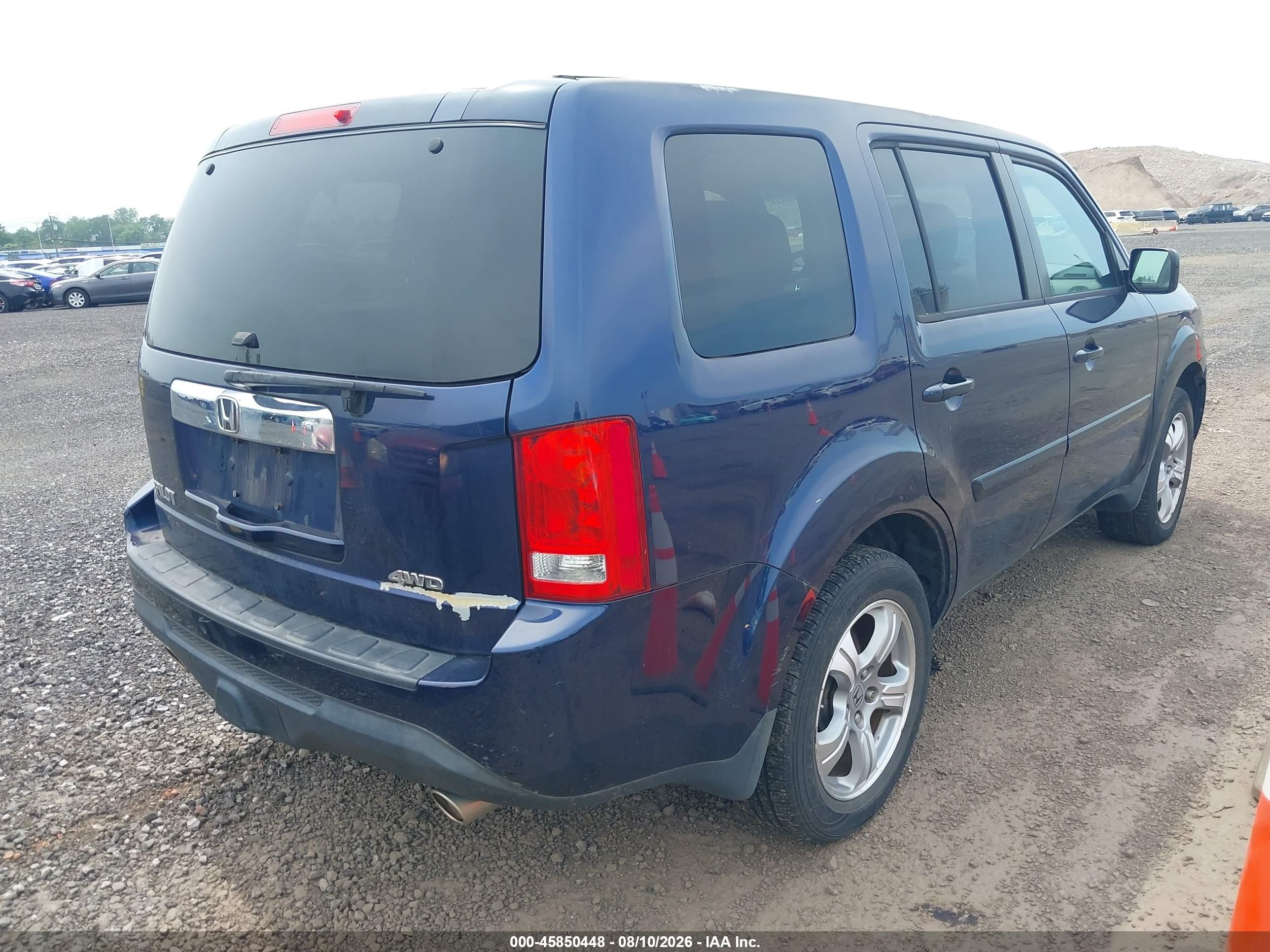 2013 Honda Pilot Ex-l Blue vin: 5FNYF4H57DB079246