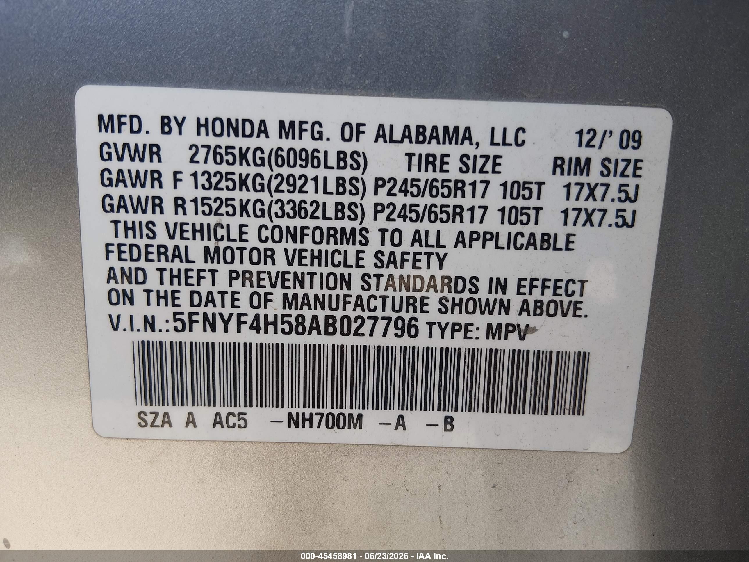 2010 Honda Pilot Ex-l Silver vin: 5FNYF4H58AB027796