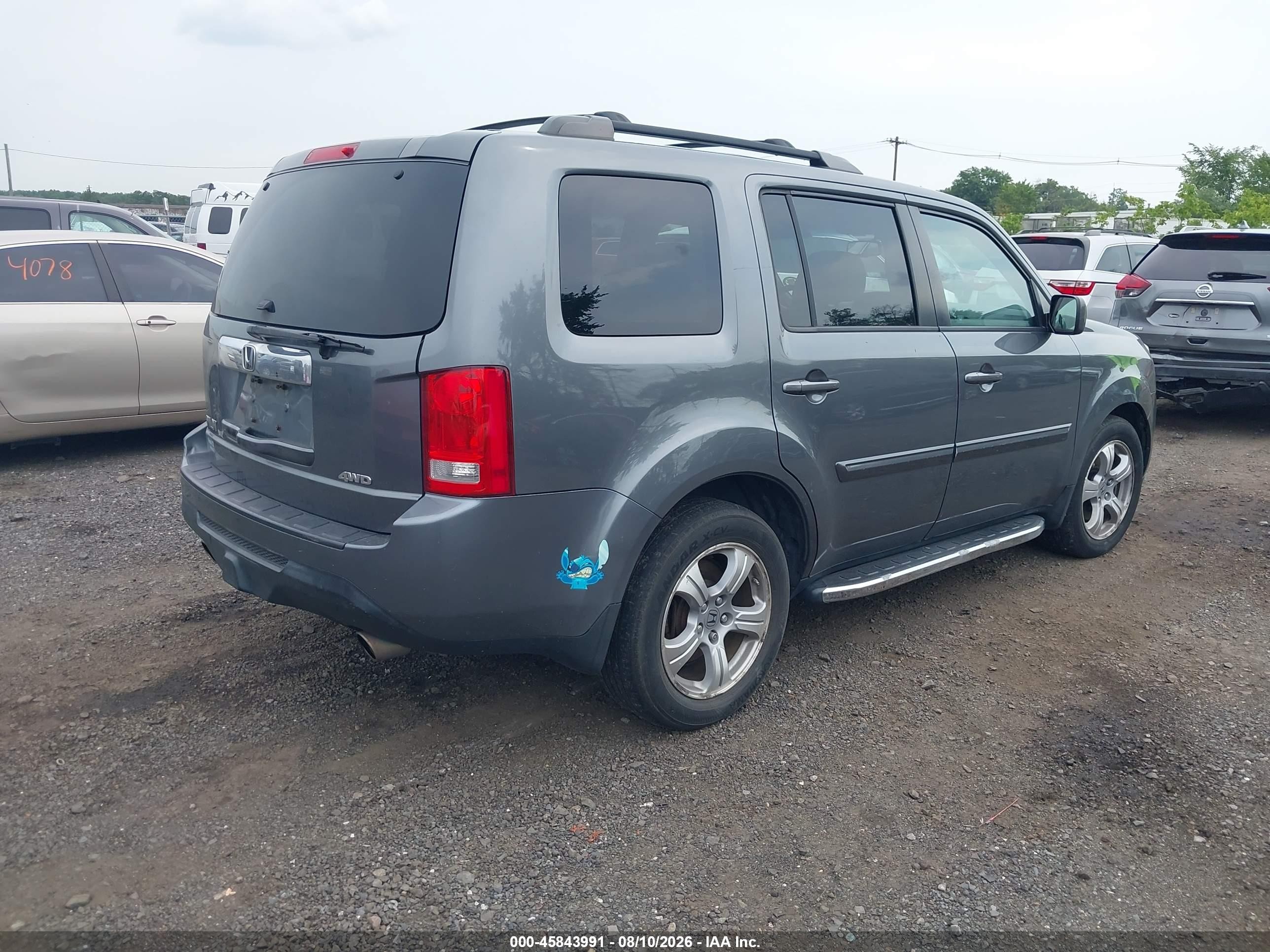2012 Honda Pilot Ex-l Gray vin: 5FNYF4H58CB071459