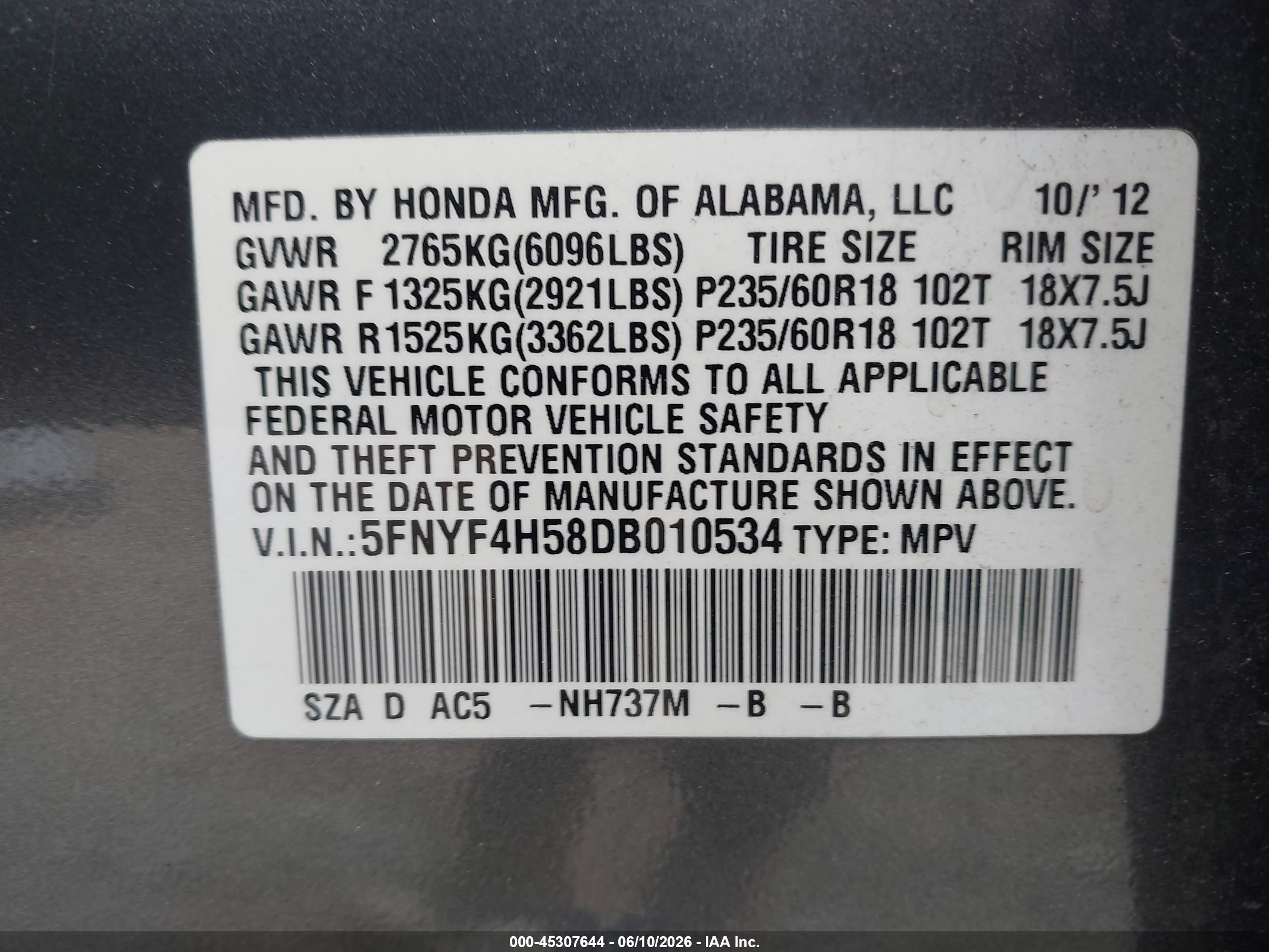 2013 Honda Pilot Ex-l Gray vin: 5FNYF4H58DB010534