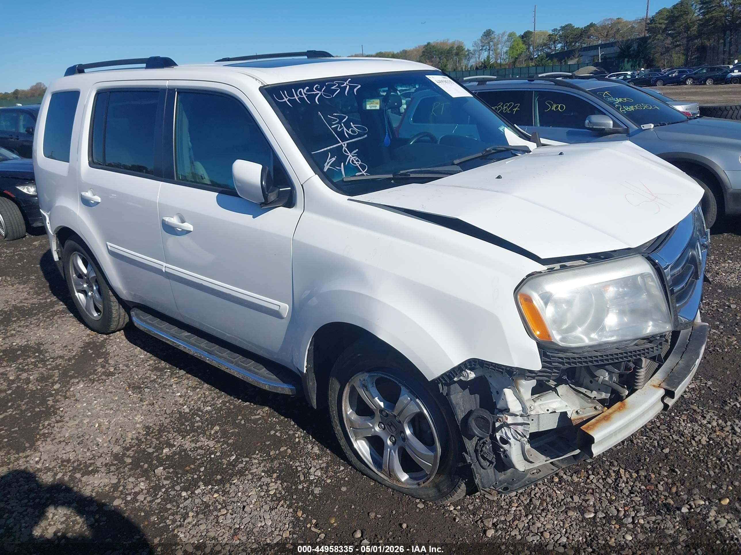 2013 Honda Pilot Ex-l Белый vin: 5FNYF4H58DB012445