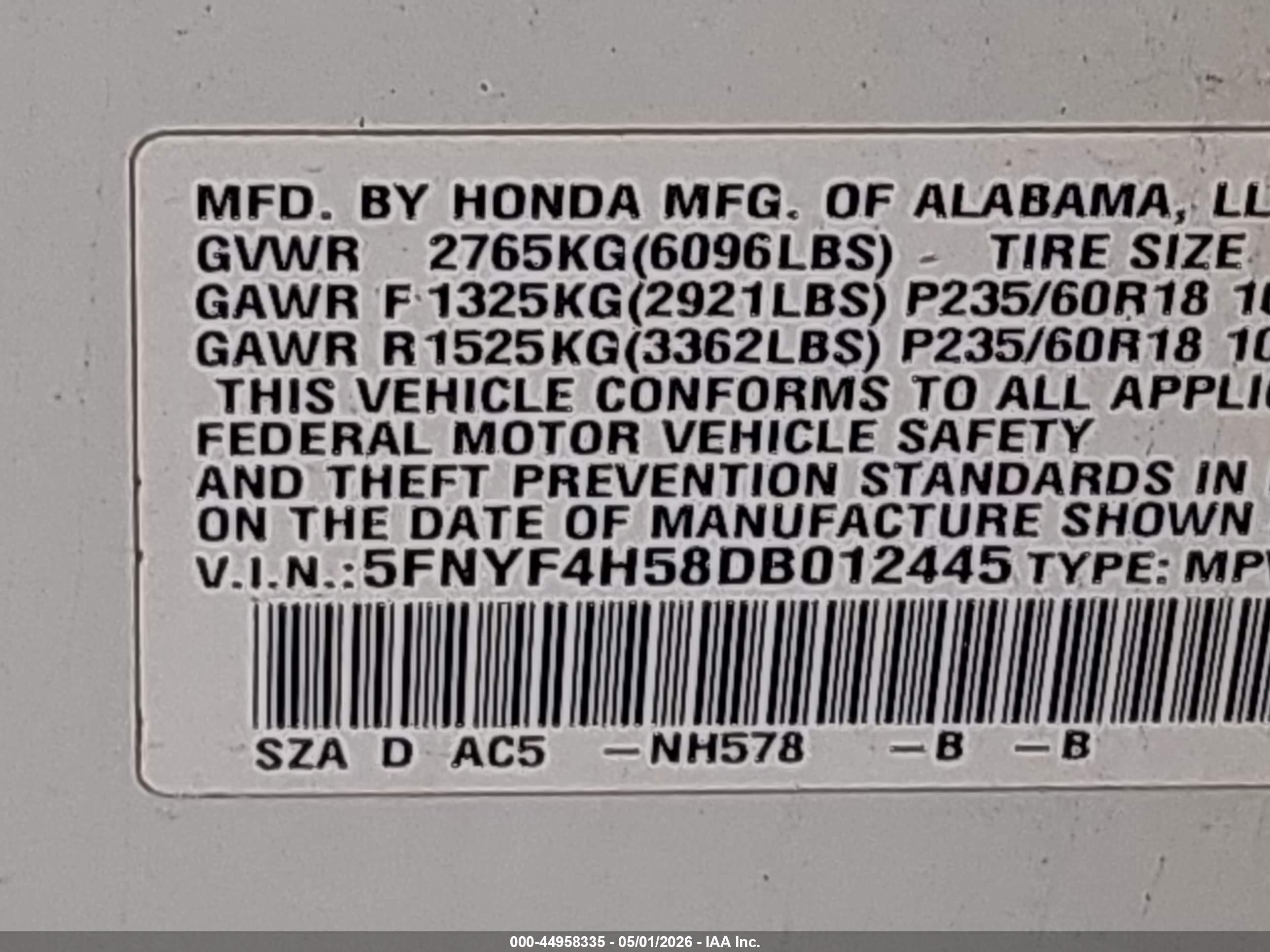 2013 Honda Pilot Ex-l White vin: 5FNYF4H58DB012445