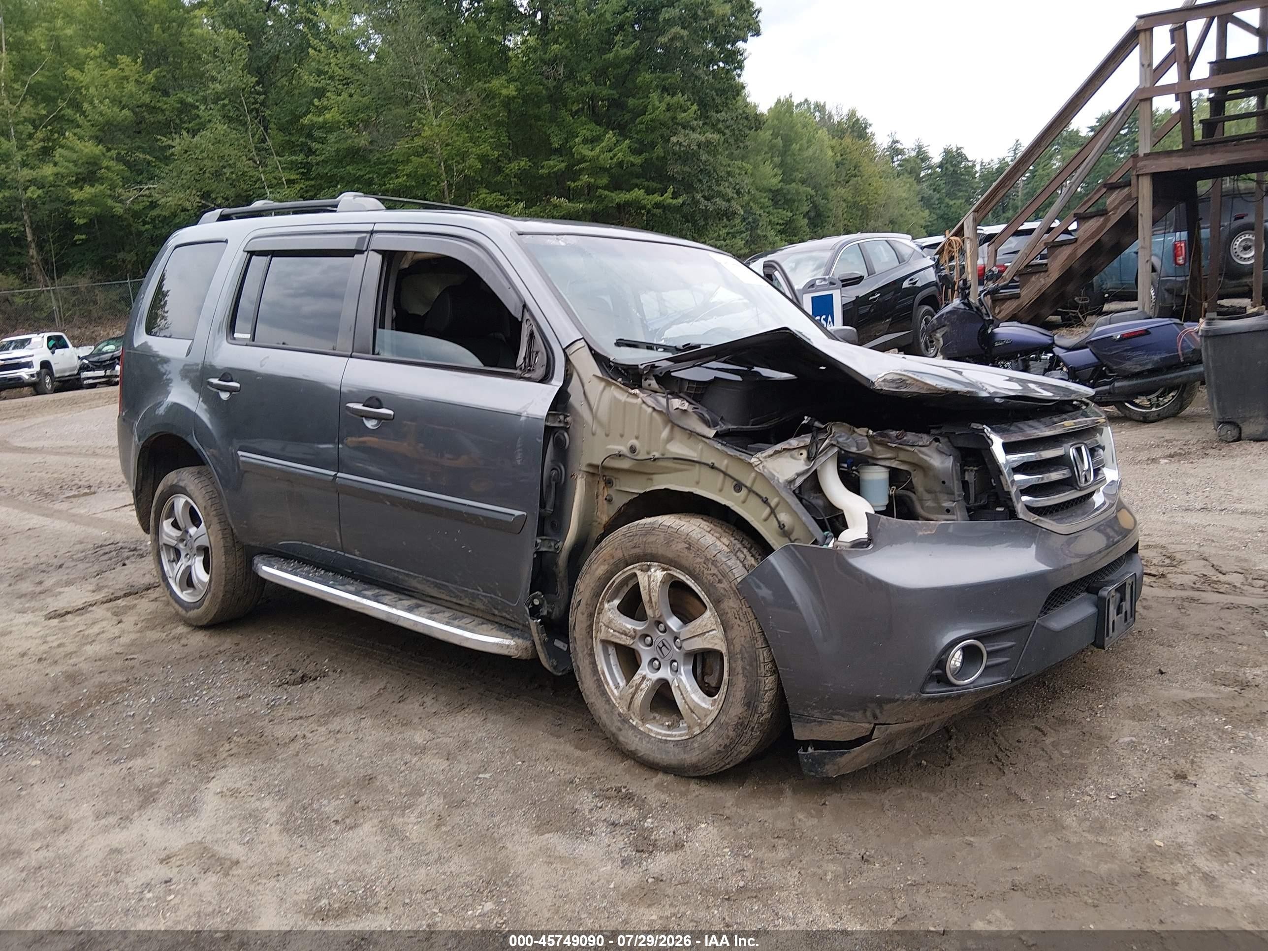 2013 Honda Pilot Ex-l Серый vin: 5FNYF4H58DB029634