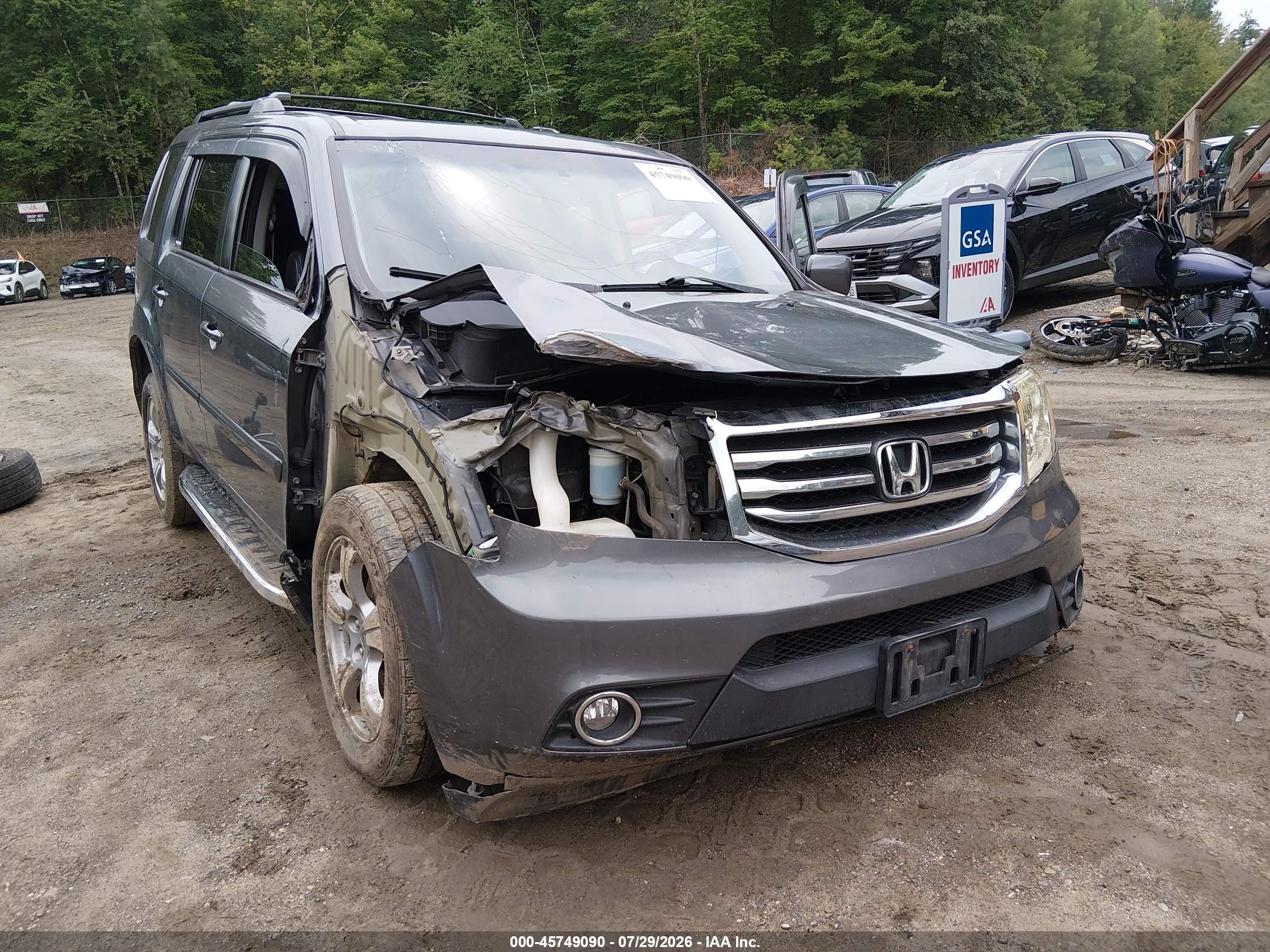 2013 Honda Pilot Ex-l Серый vin: 5FNYF4H58DB029634