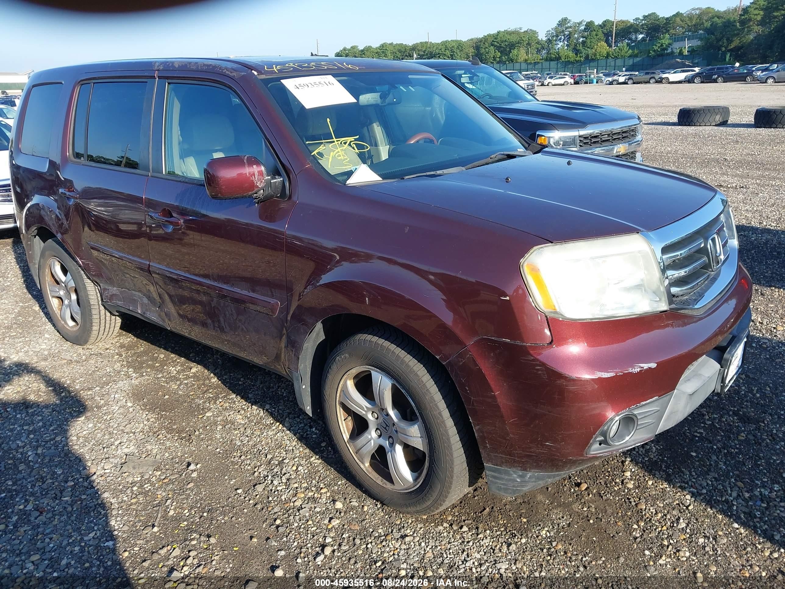 2013 Honda Pilot Ex-l Red vin: 5FNYF4H58DB053772