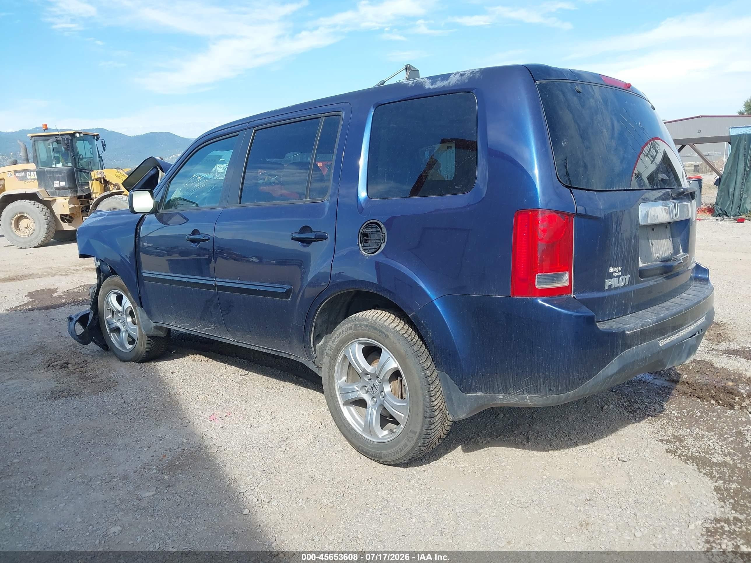 2013 Honda Pilot Ex-l Blue vin: 5FNYF4H58DB055456
