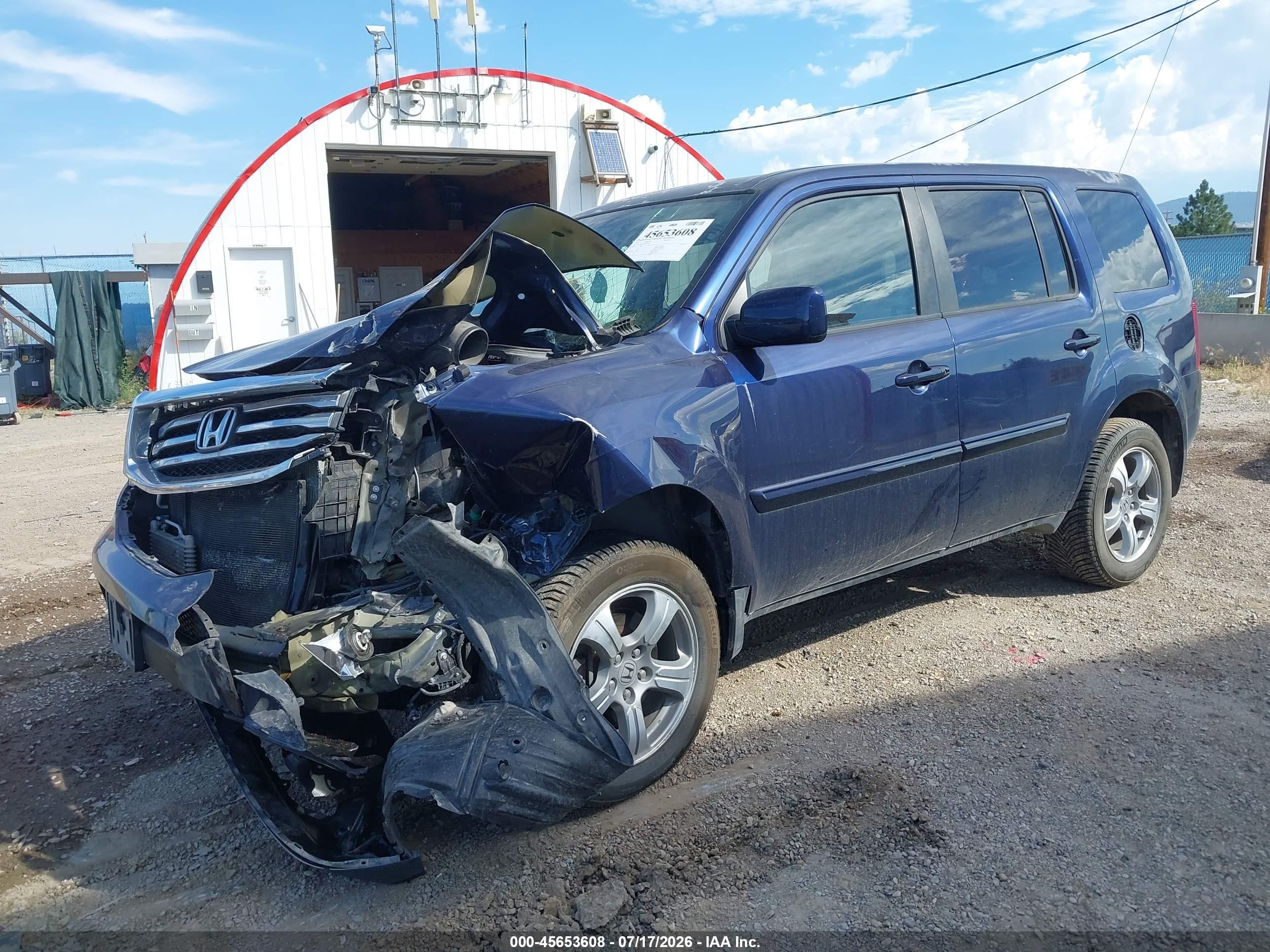 2013 Honda Pilot Ex-l Blue vin: 5FNYF4H58DB055456