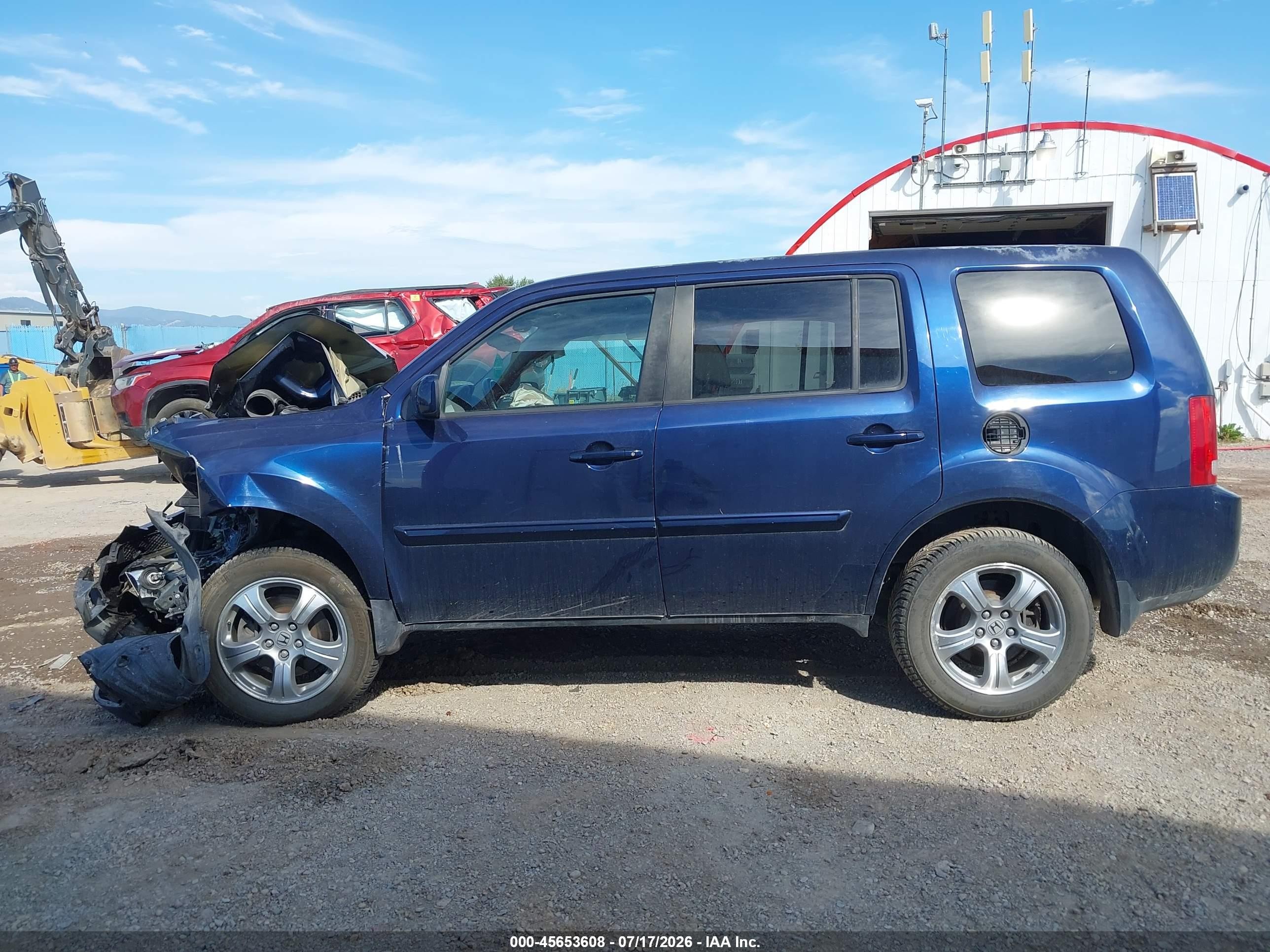 2013 Honda Pilot Ex-l Blue vin: 5FNYF4H58DB055456