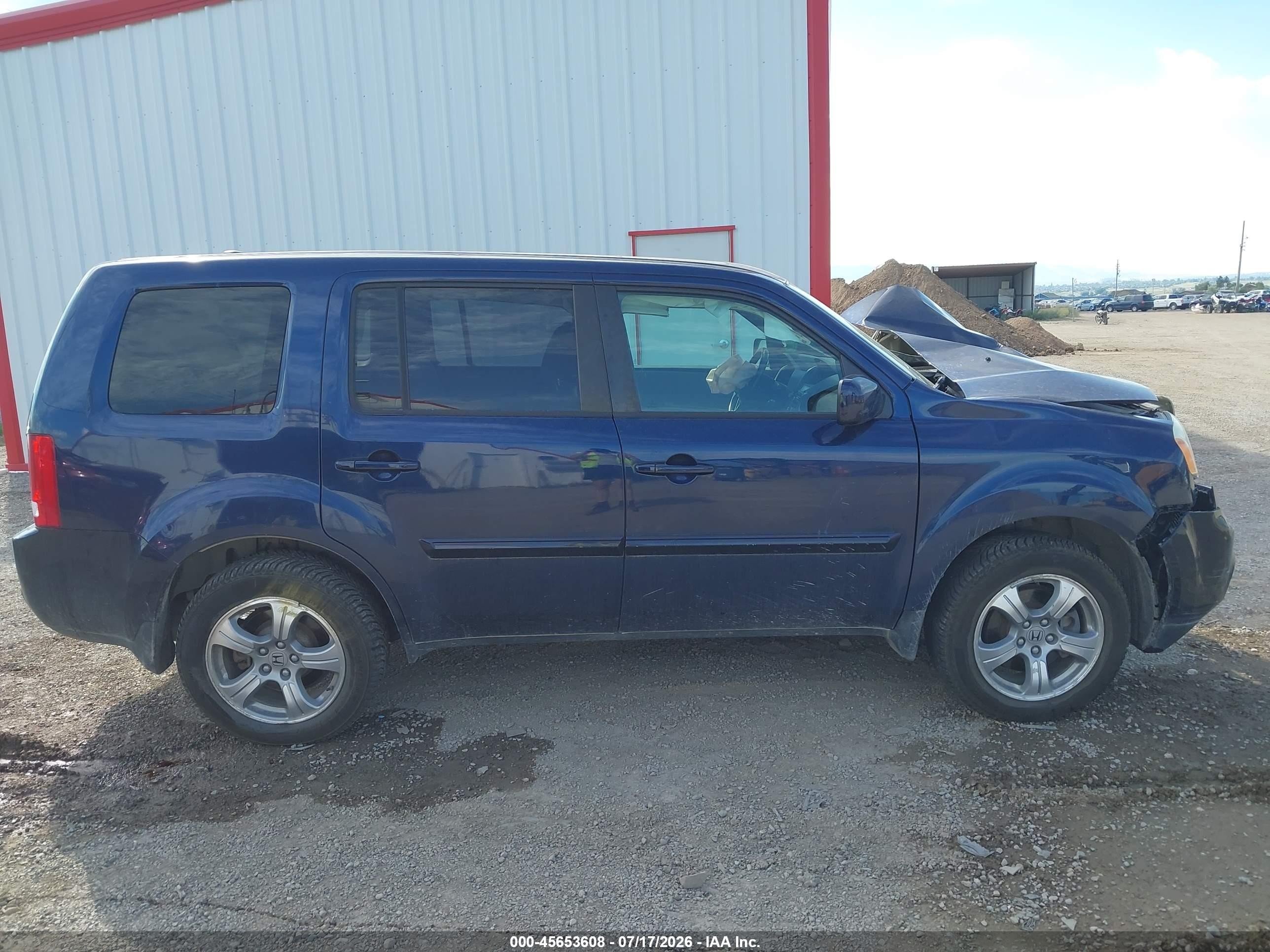2013 Honda Pilot Ex-l Blue vin: 5FNYF4H58DB055456