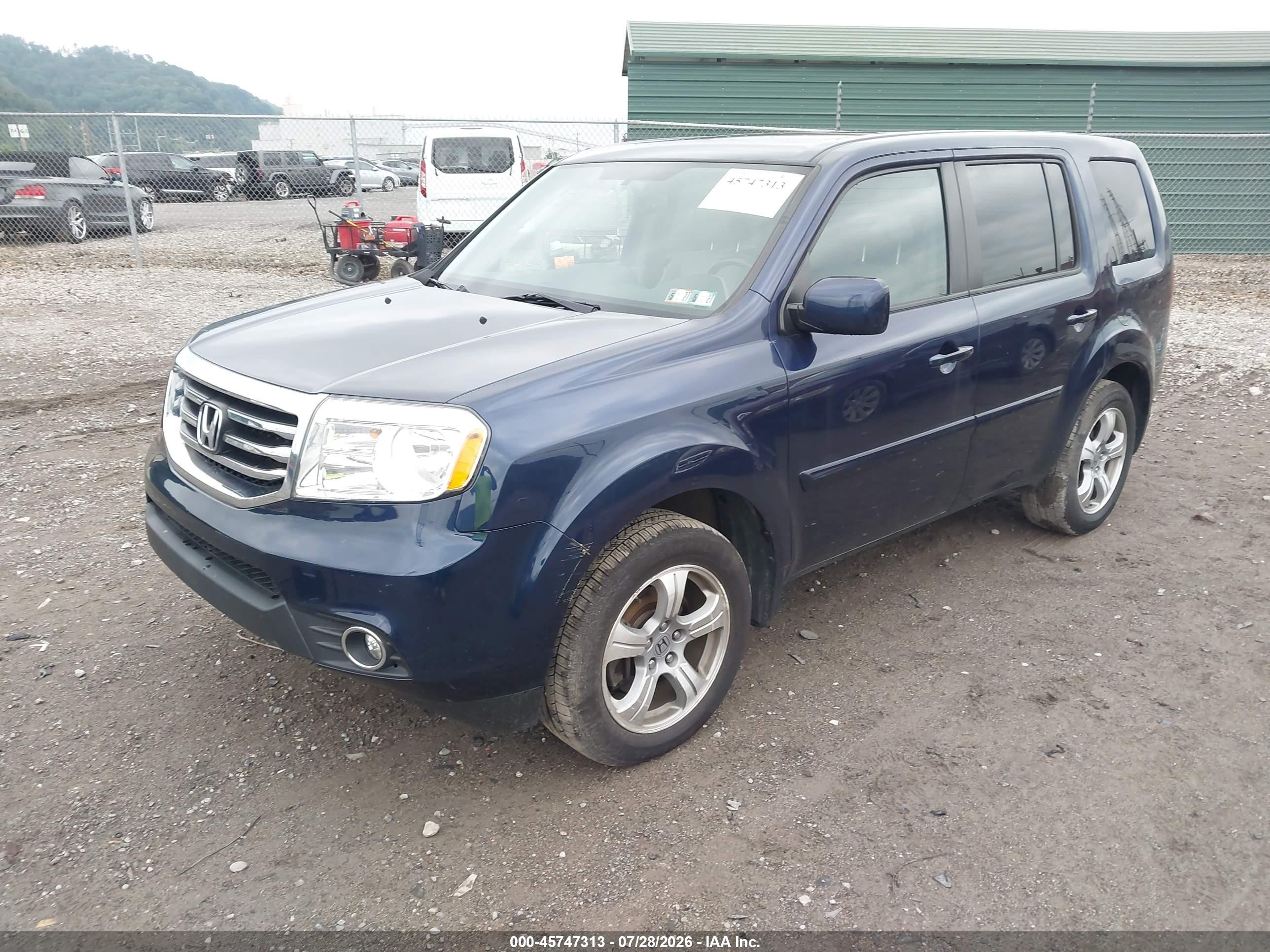 2014 Honda Pilot Ex-l Blue vin: 5FNYF4H58EB042207