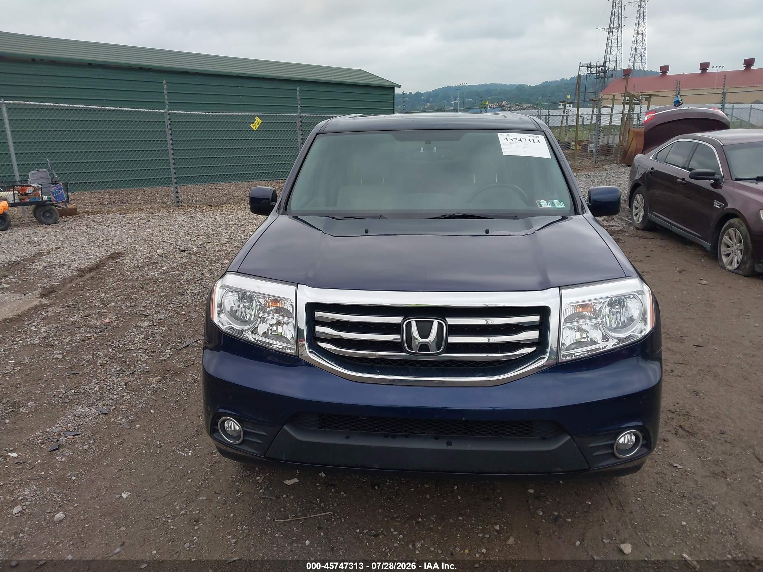 2014 Honda Pilot Ex-l Blue vin: 5FNYF4H58EB042207