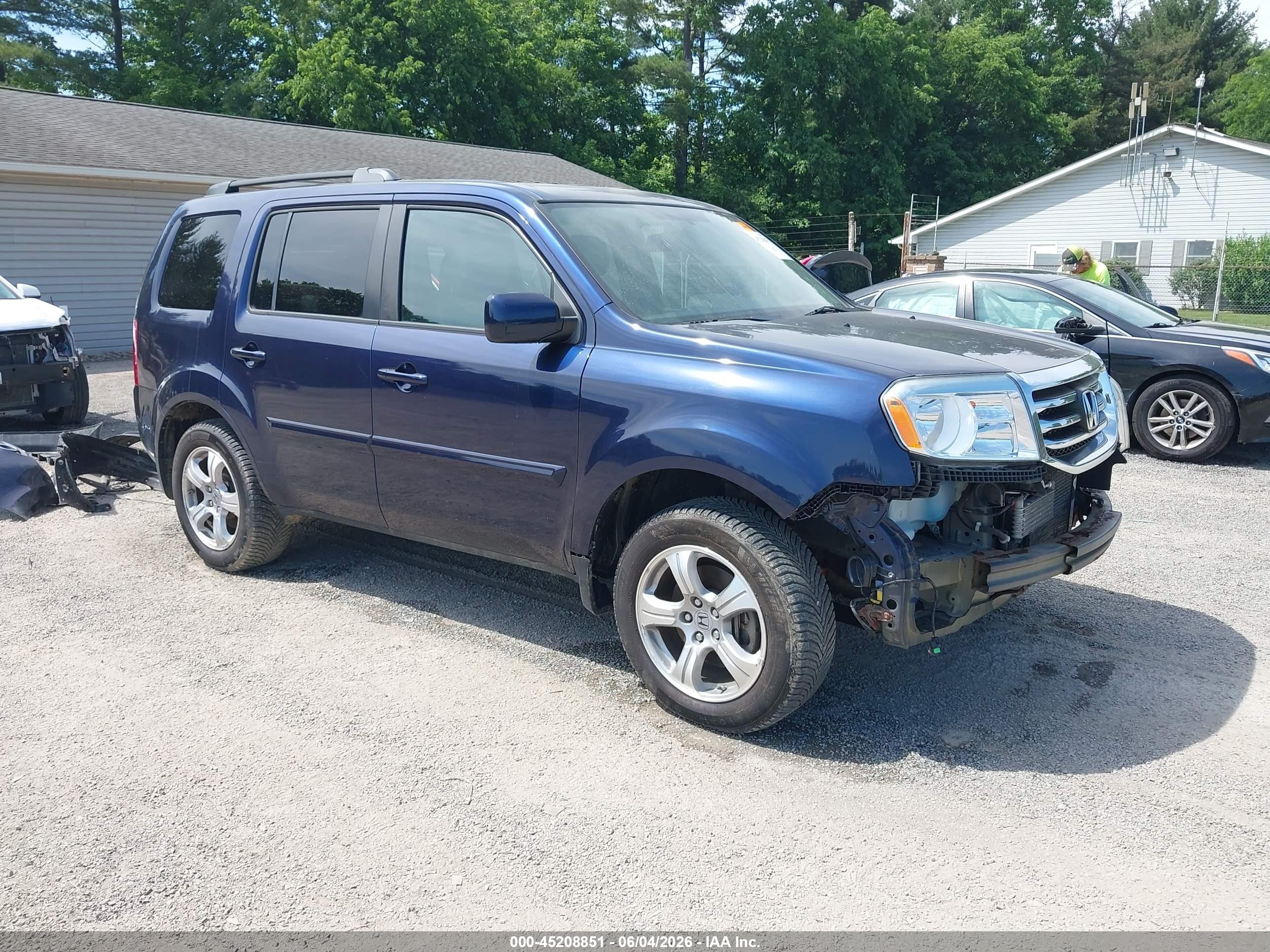 2013 Honda Pilot Ex-l Blue vin: 5FNYF4H59DB009375
