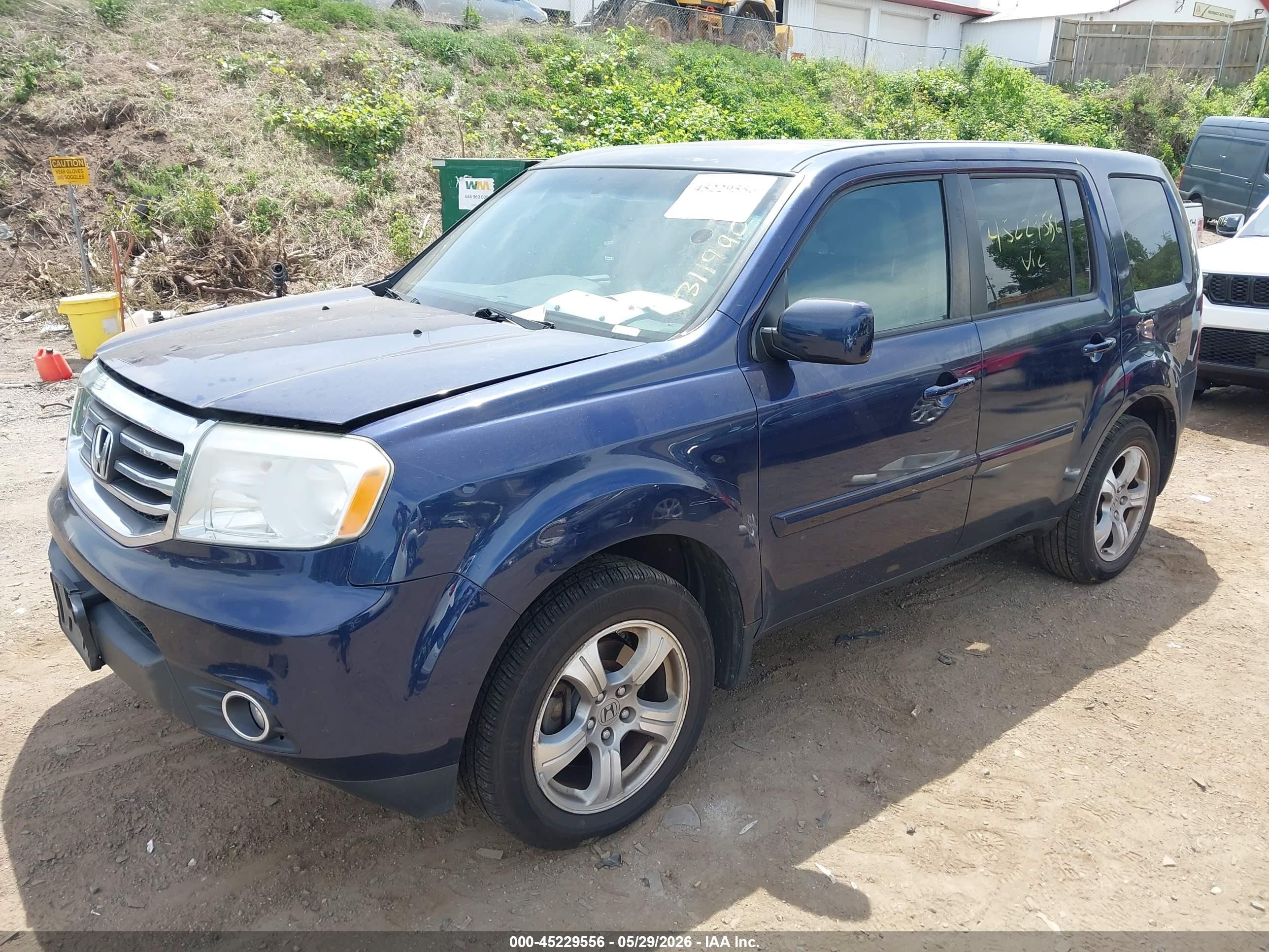 2013 Honda Pilot Ex-l Blue vin: 5FNYF4H59DB012566