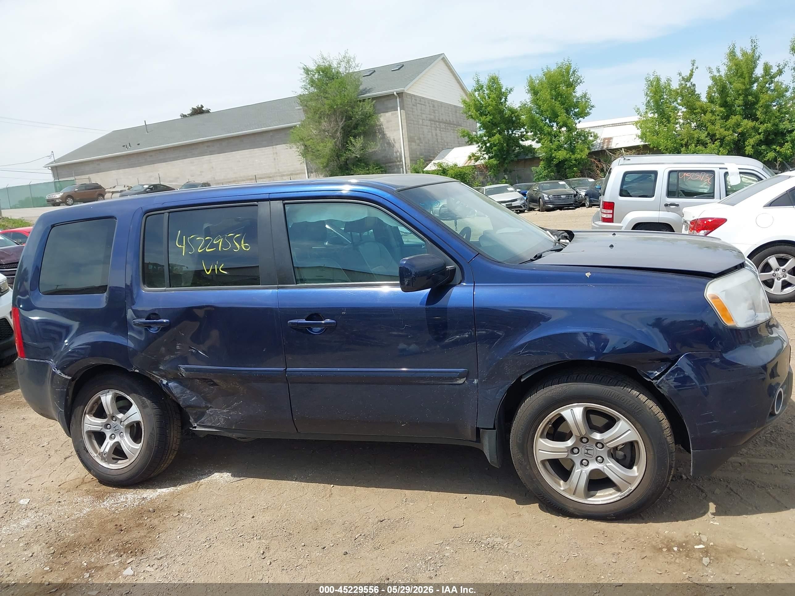 2013 Honda Pilot Ex-l Blue vin: 5FNYF4H59DB012566