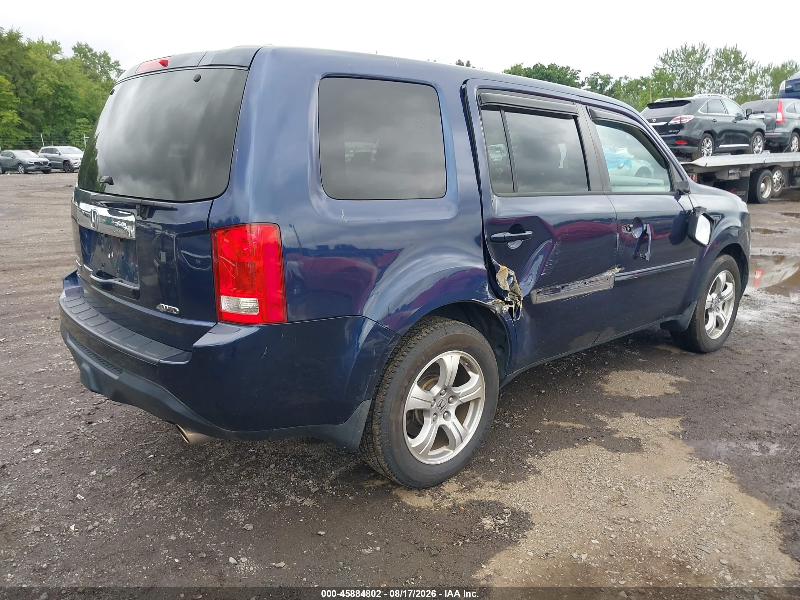 2013 Honda Pilot Ex-l Blue vin: 5FNYF4H59DB045776