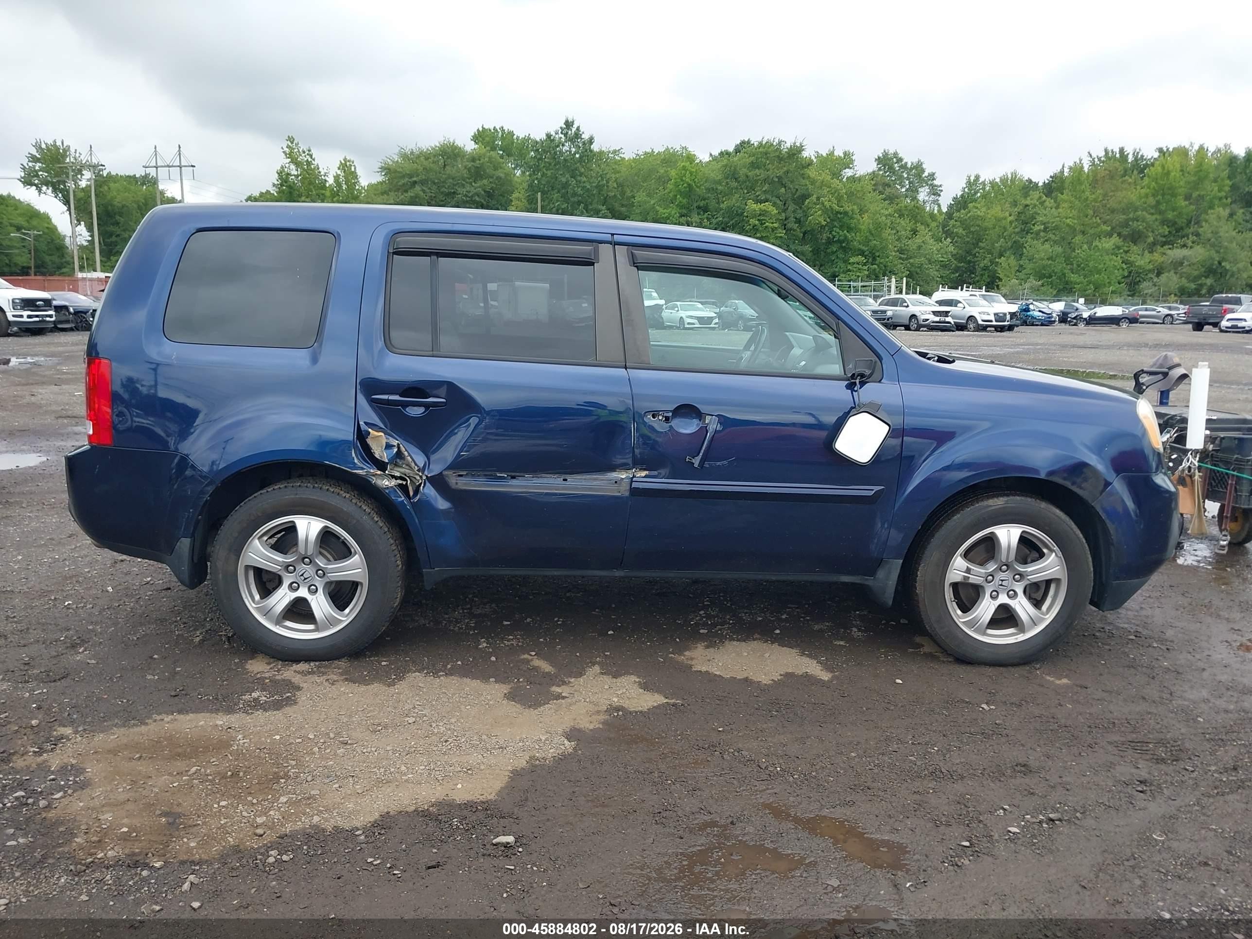 2013 Honda Pilot Ex-l Blue vin: 5FNYF4H59DB045776