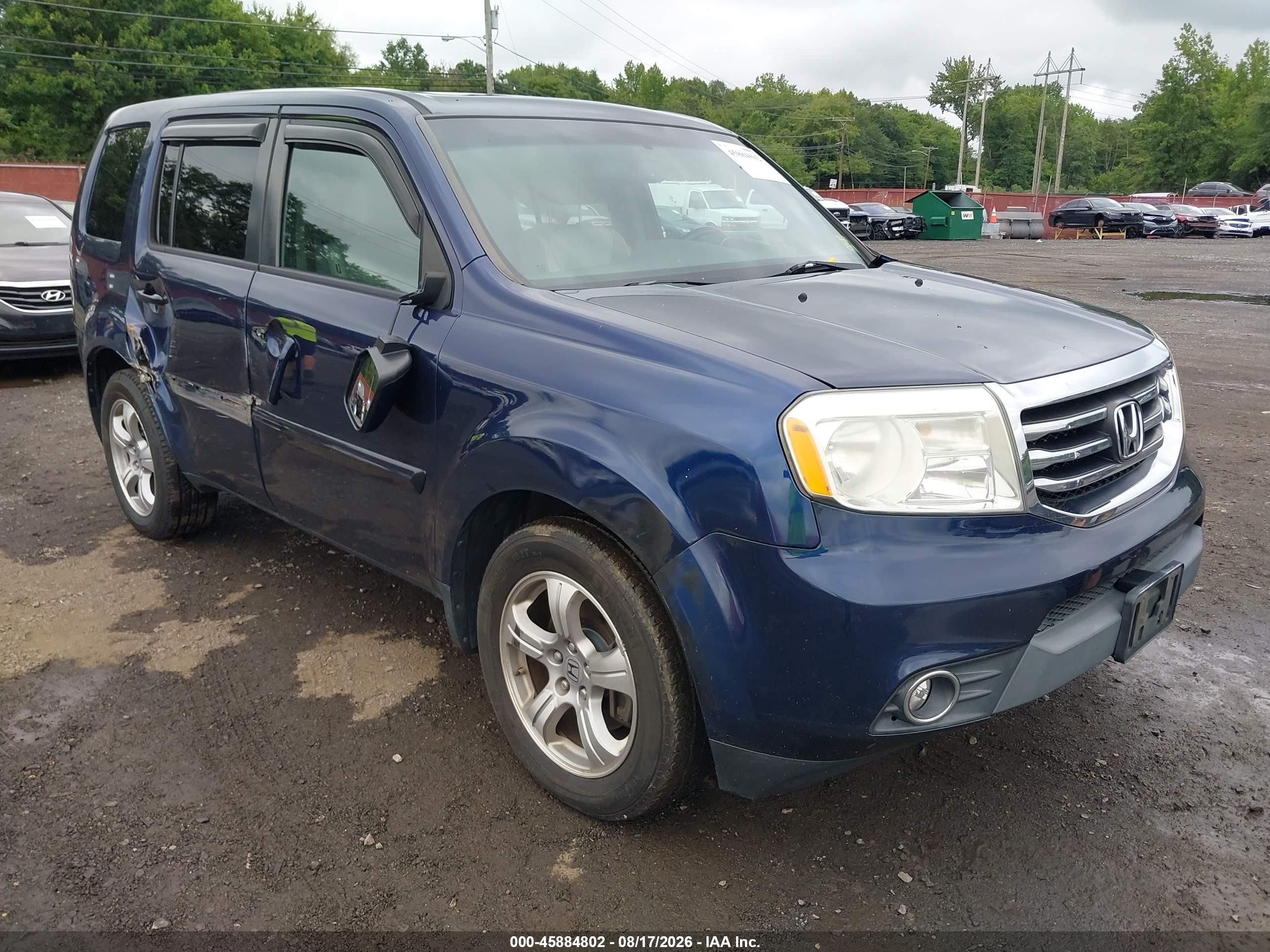 2013 Honda Pilot Ex-l Blue vin: 5FNYF4H59DB045776
