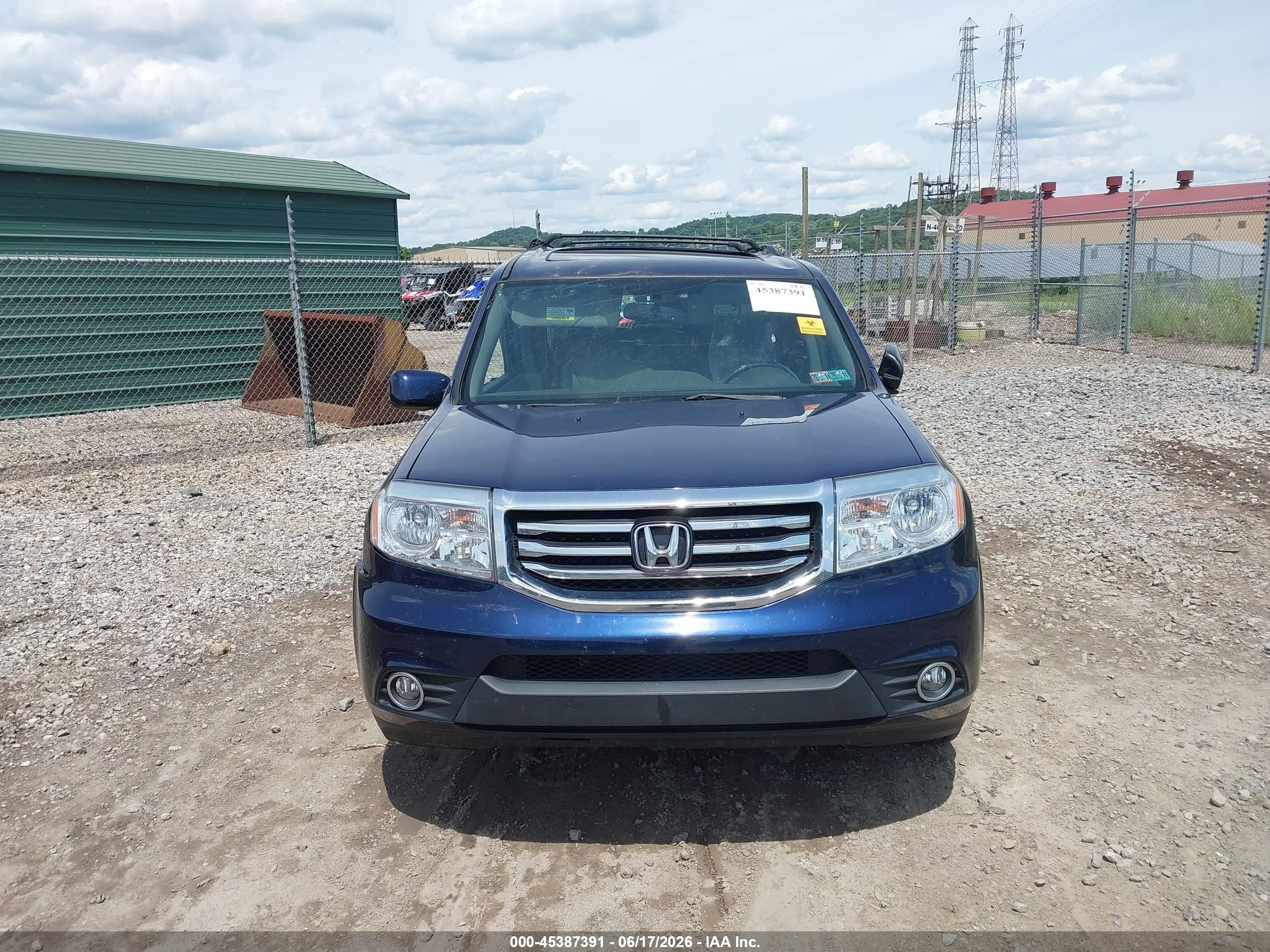 2013 Honda Pilot Ex-l Blue vin: 5FNYF4H59DB069334
