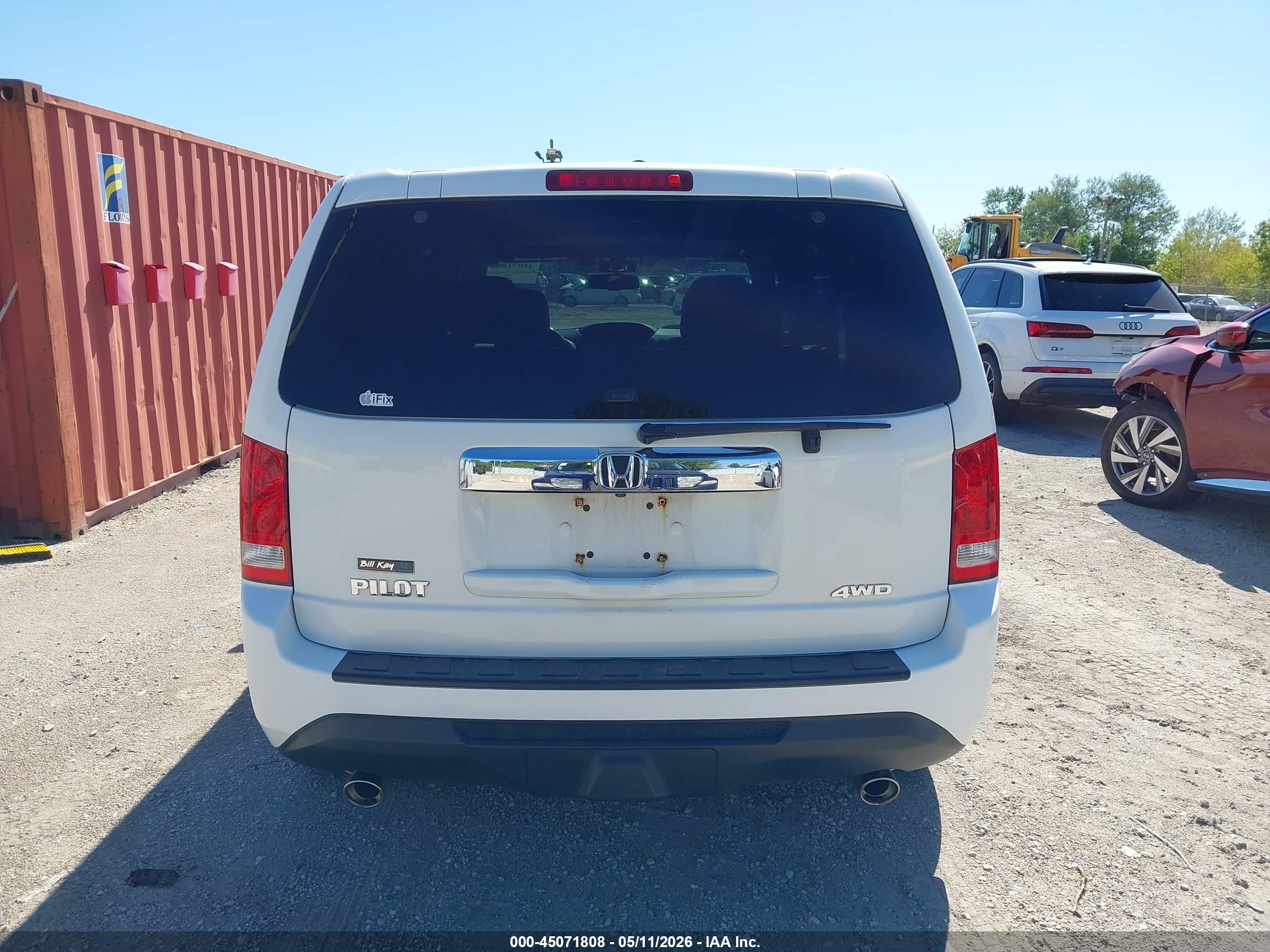 2015 Honda Pilot Ex-l White vin: 5FNYF4H59FB061236