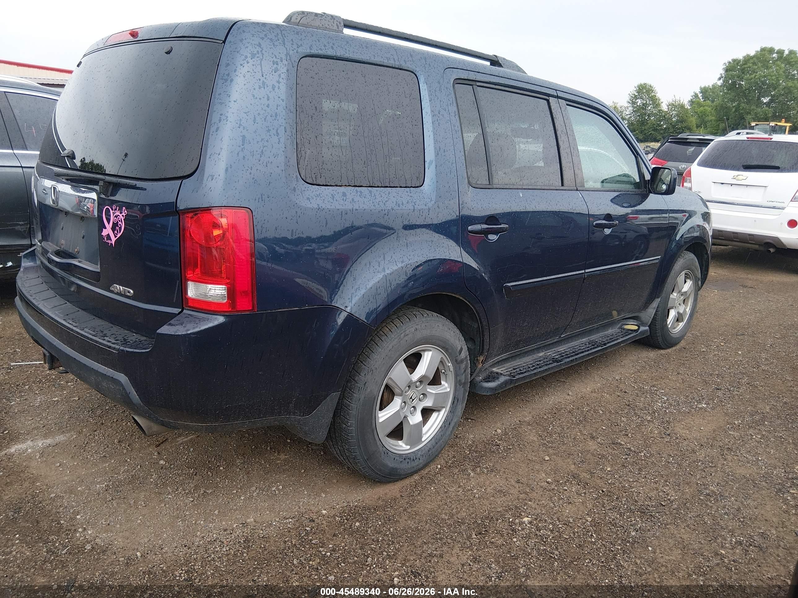2010 Honda Pilot Ex-l Blue vin: 5FNYF4H5XAB001135