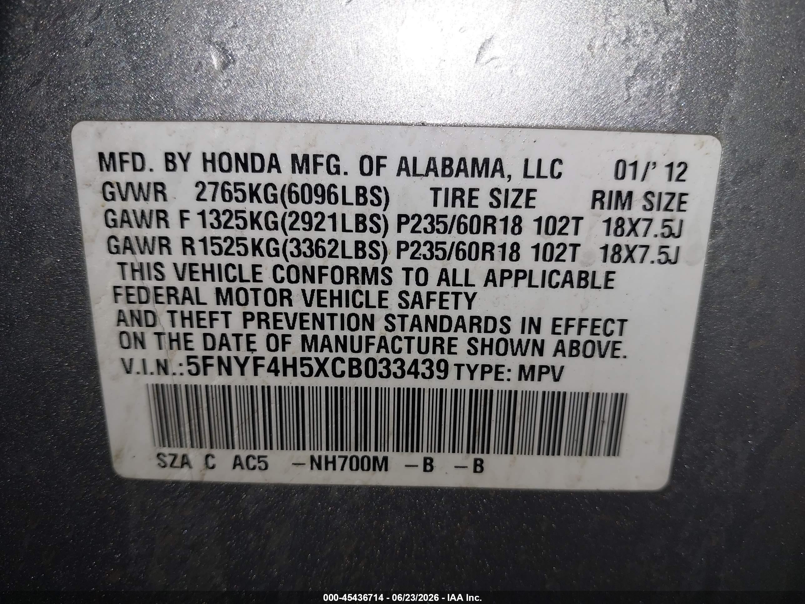 2012 Honda Pilot Ex-l Silver vin: 5FNYF4H5XCB033439
