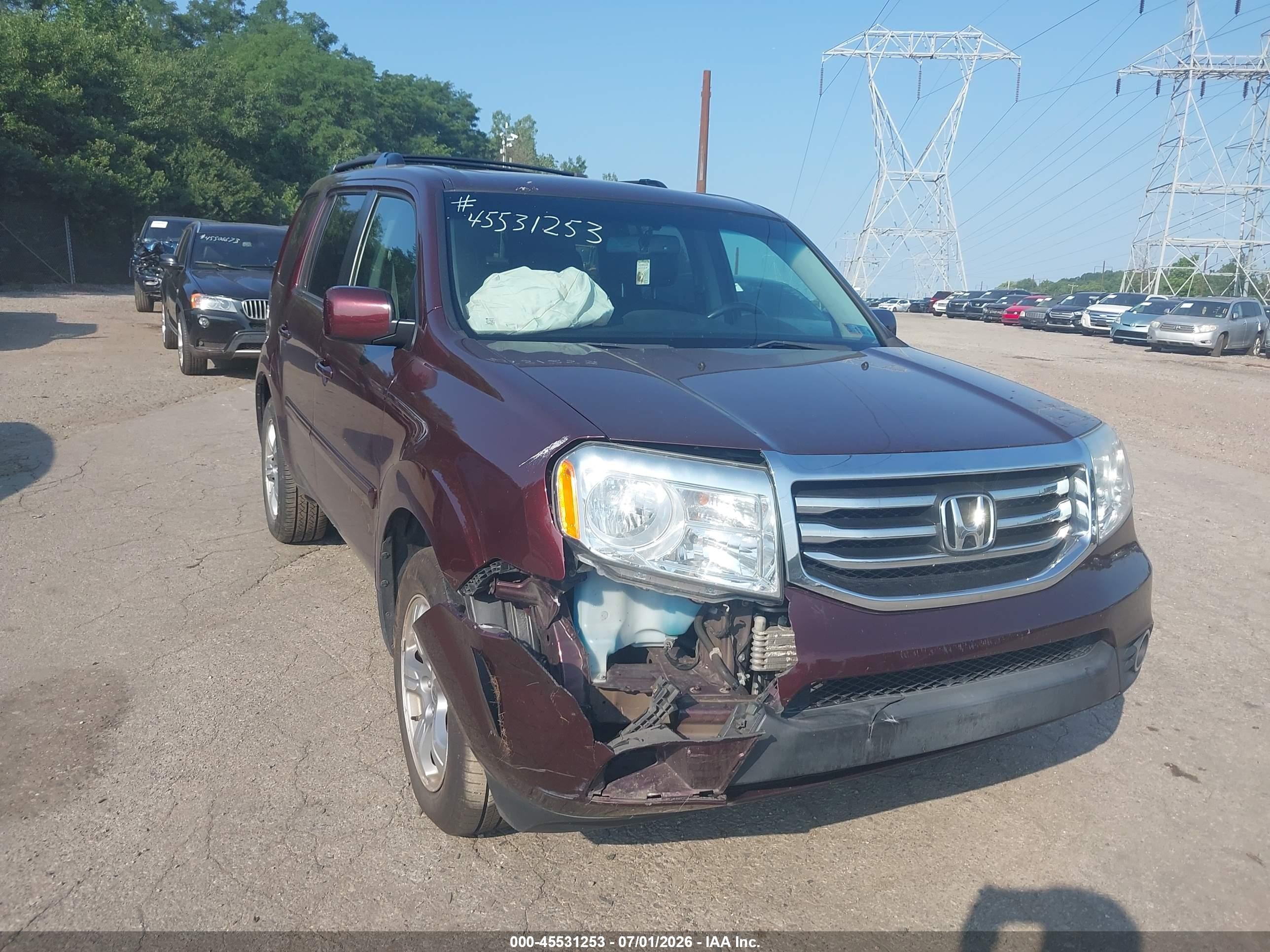 2012 Honda Pilot Ex-l Burgundy vin: 5FNYF4H5XCB041735
