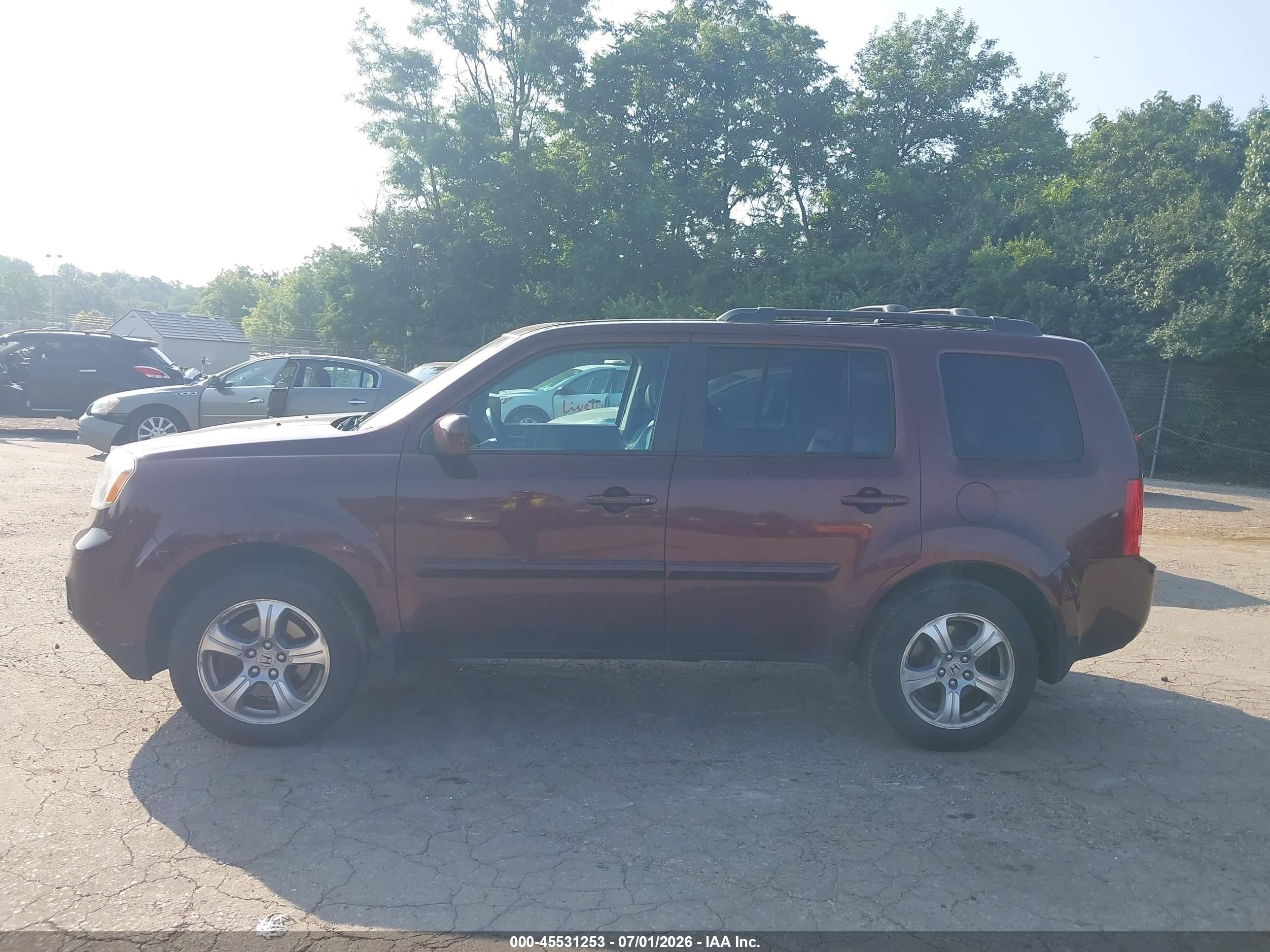 2012 Honda Pilot Ex-l Burgundy vin: 5FNYF4H5XCB041735