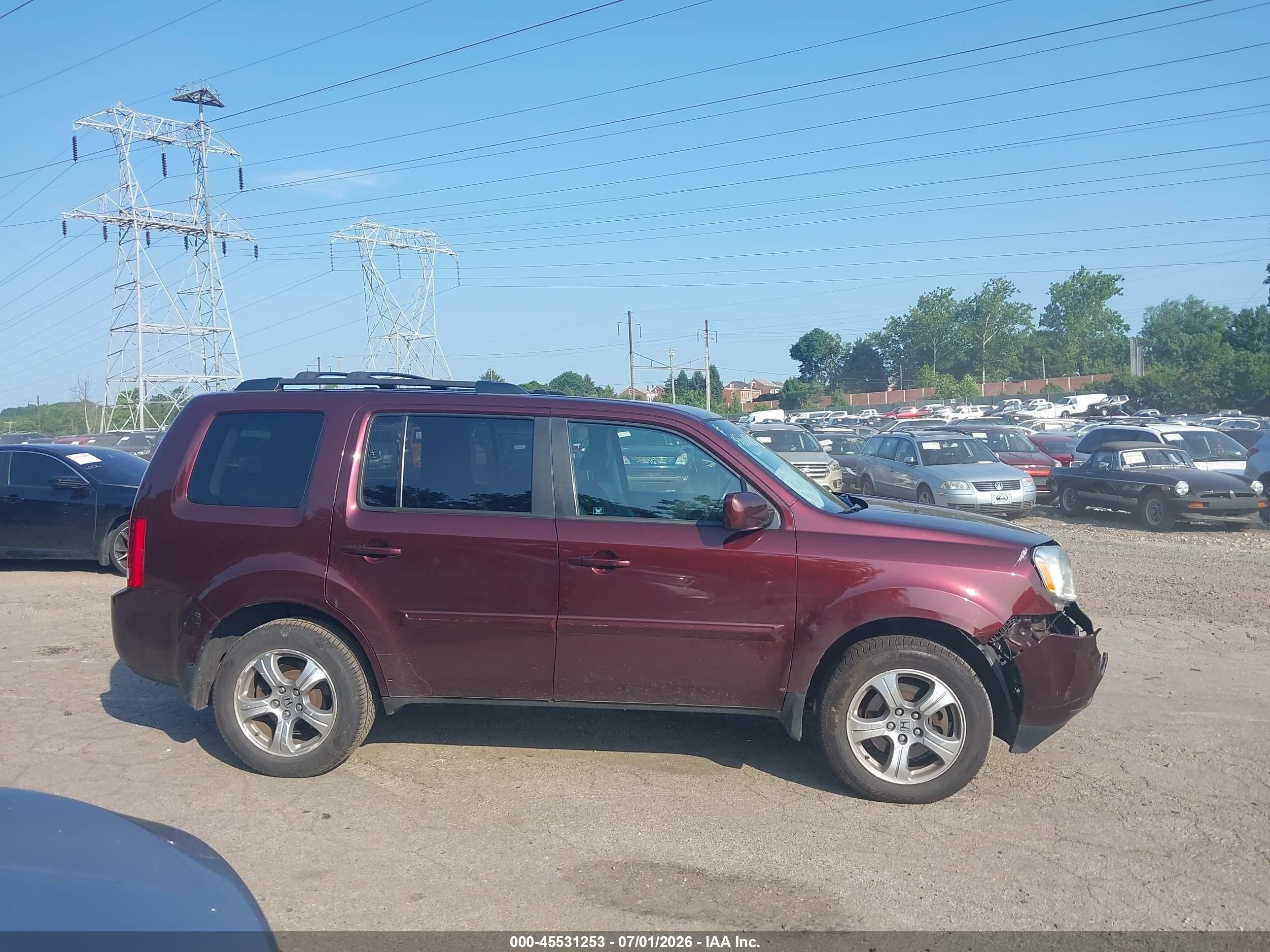 2012 Honda Pilot Ex-l Burgundy vin: 5FNYF4H5XCB041735