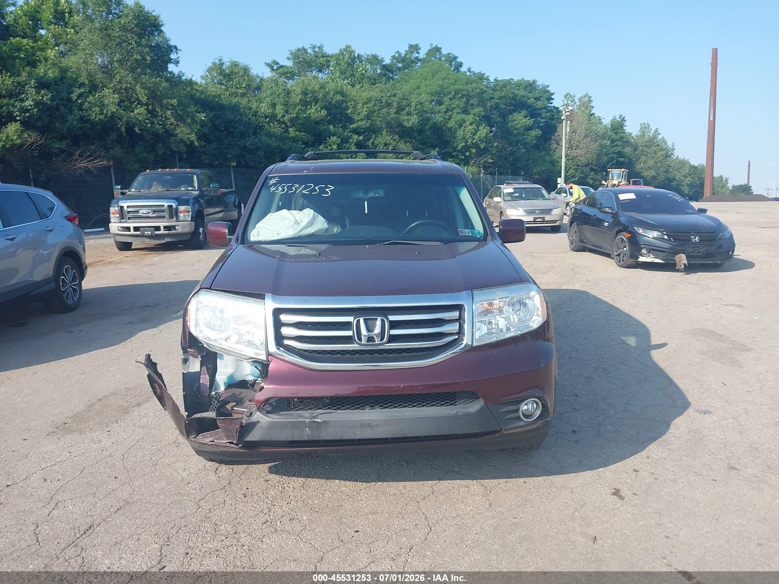 2012 Honda Pilot Ex-l Burgundy vin: 5FNYF4H5XCB041735