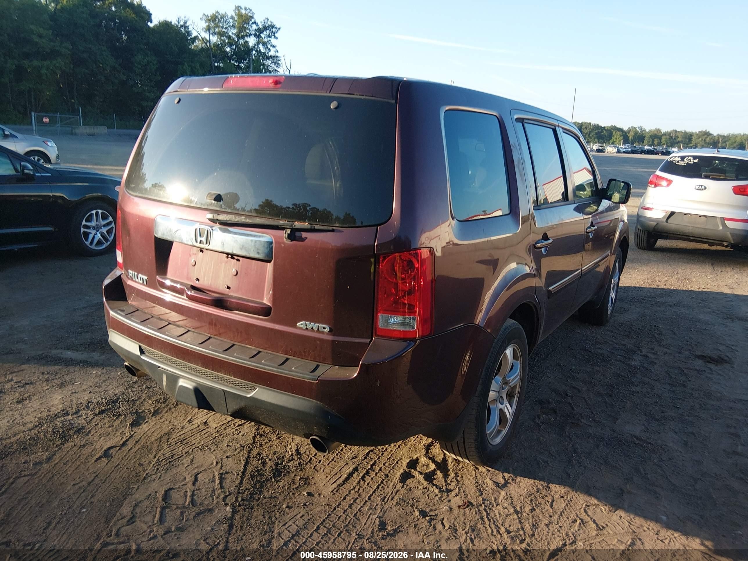 2013 Honda Pilot Ex-l Burgundy vin: 5FNYF4H5XDB013676