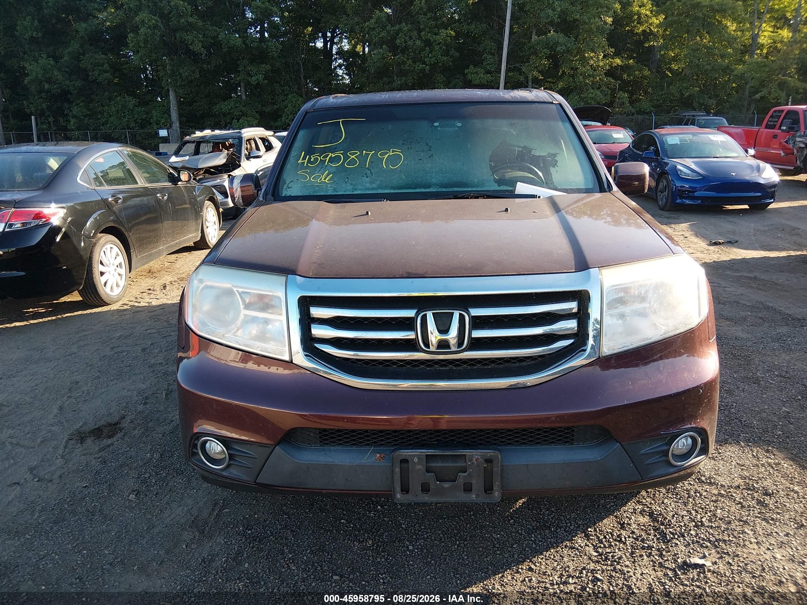 2013 Honda Pilot Ex-l Burgundy vin: 5FNYF4H5XDB013676