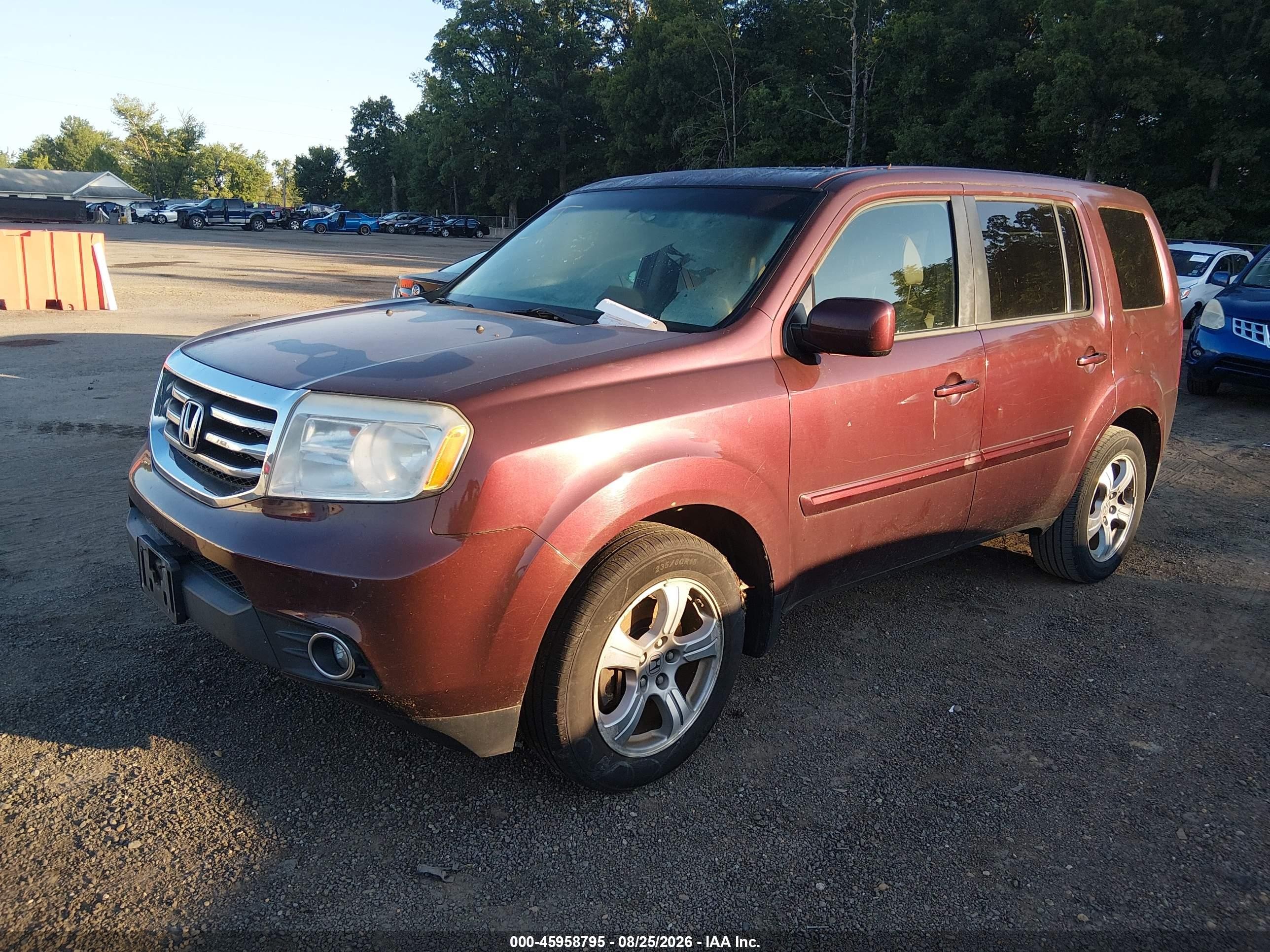 2013 Honda Pilot Ex-l Burgundy vin: 5FNYF4H5XDB013676