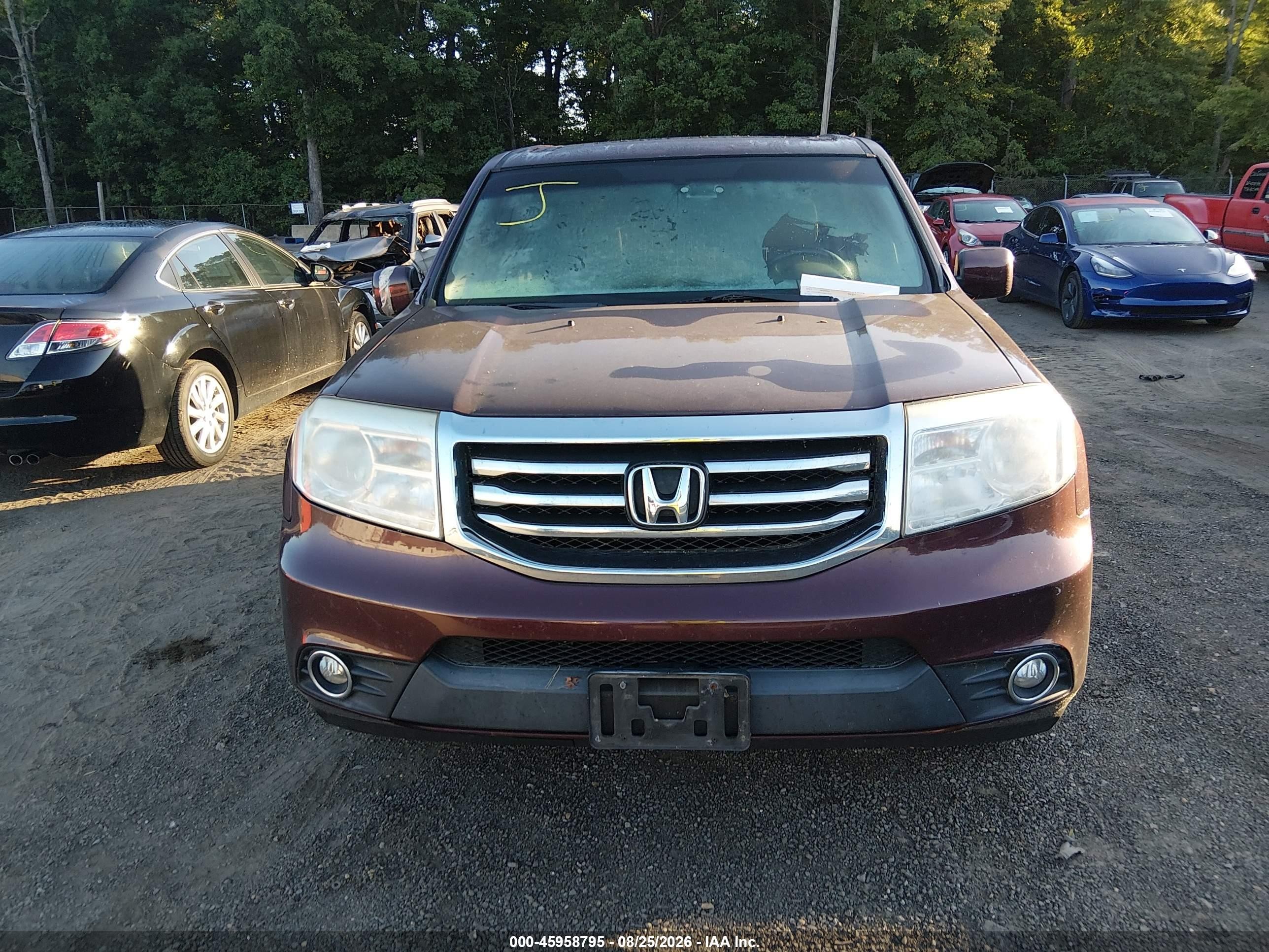 2013 Honda Pilot Ex-l Burgundy vin: 5FNYF4H5XDB013676