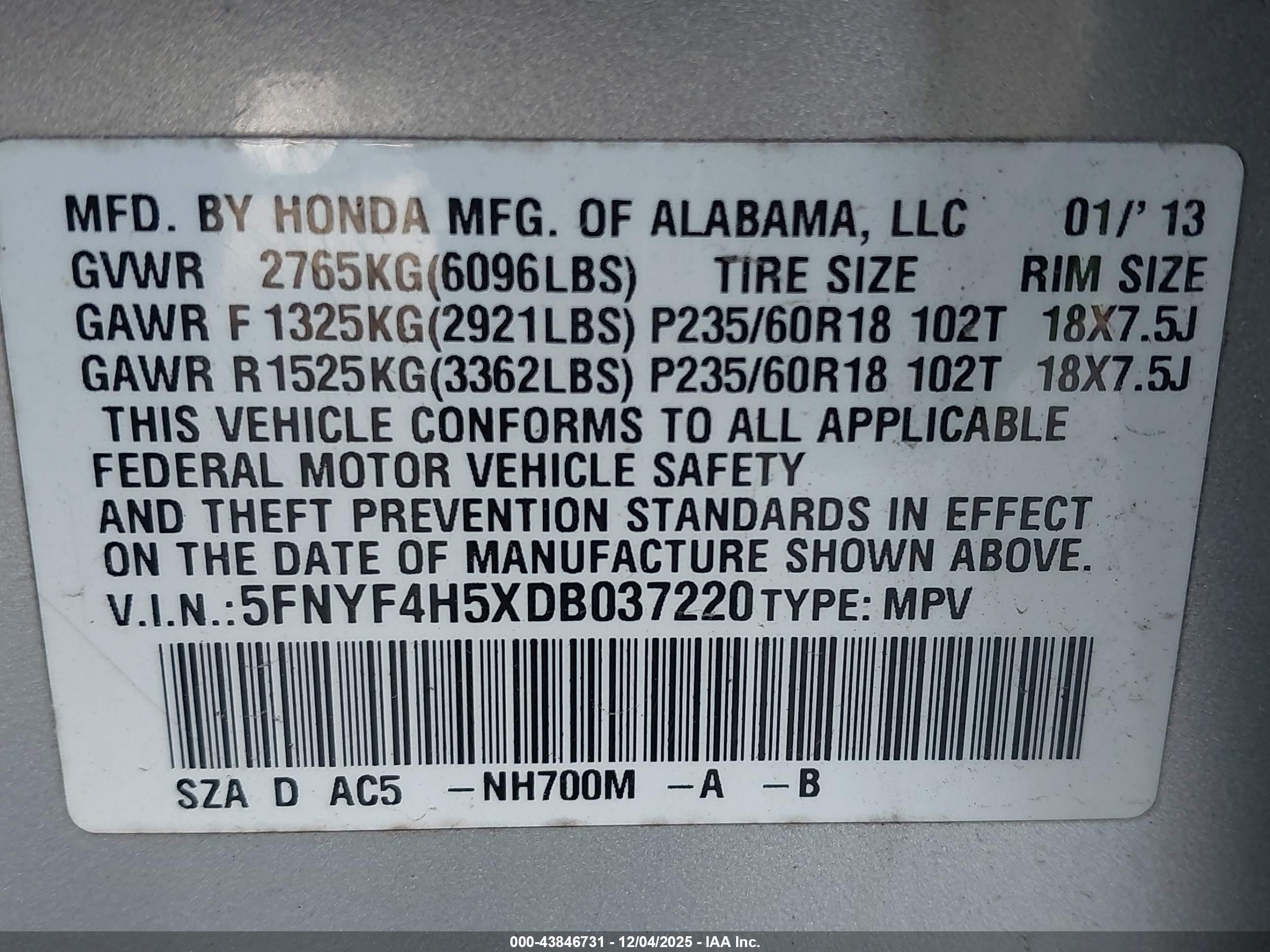 2013 Honda Pilot Ex-l Silver vin: 5FNYF4H5XDB037220