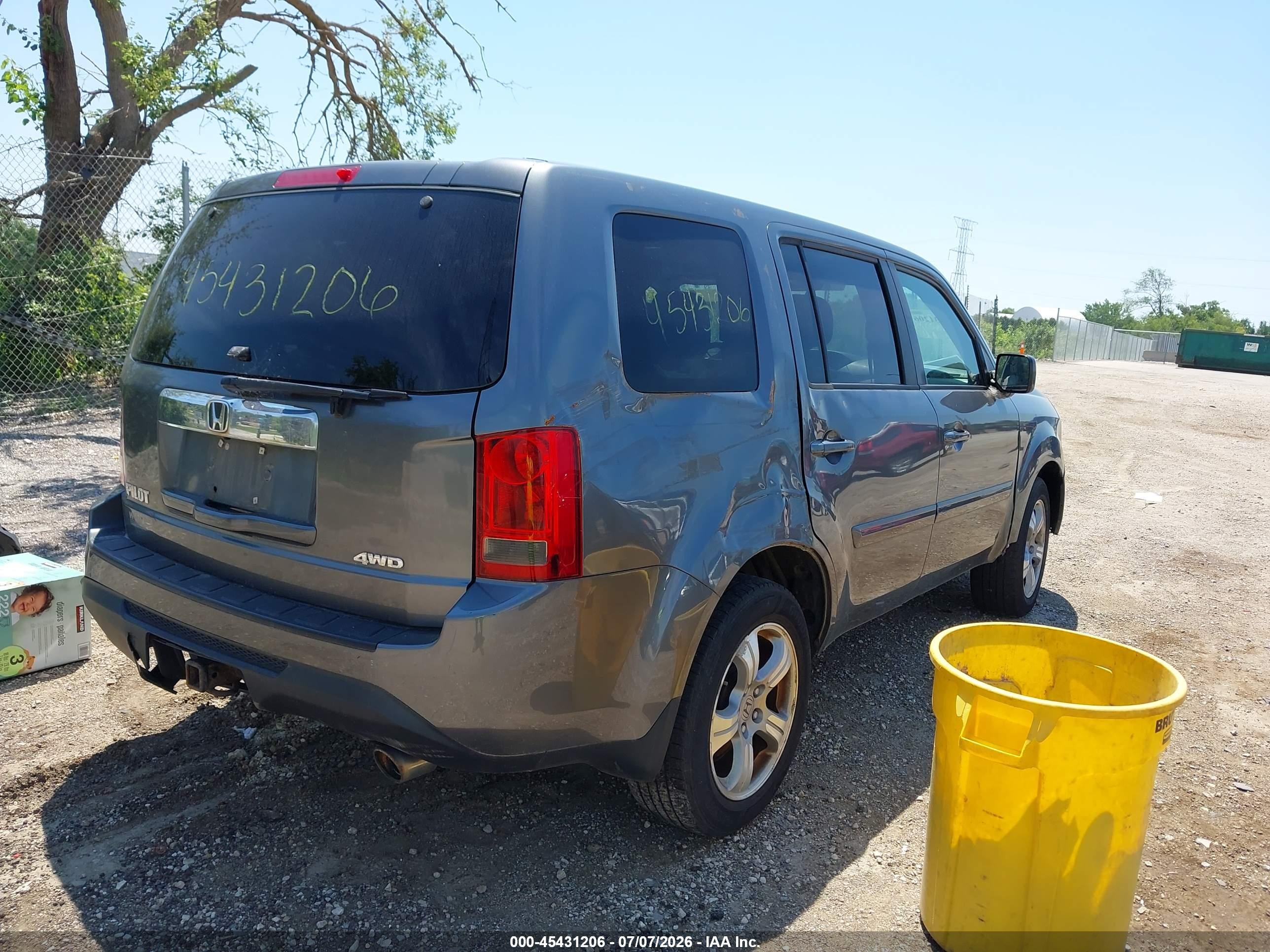 2013 Honda Pilot Ex-l Gray vin: 5FNYF4H5XDB047049