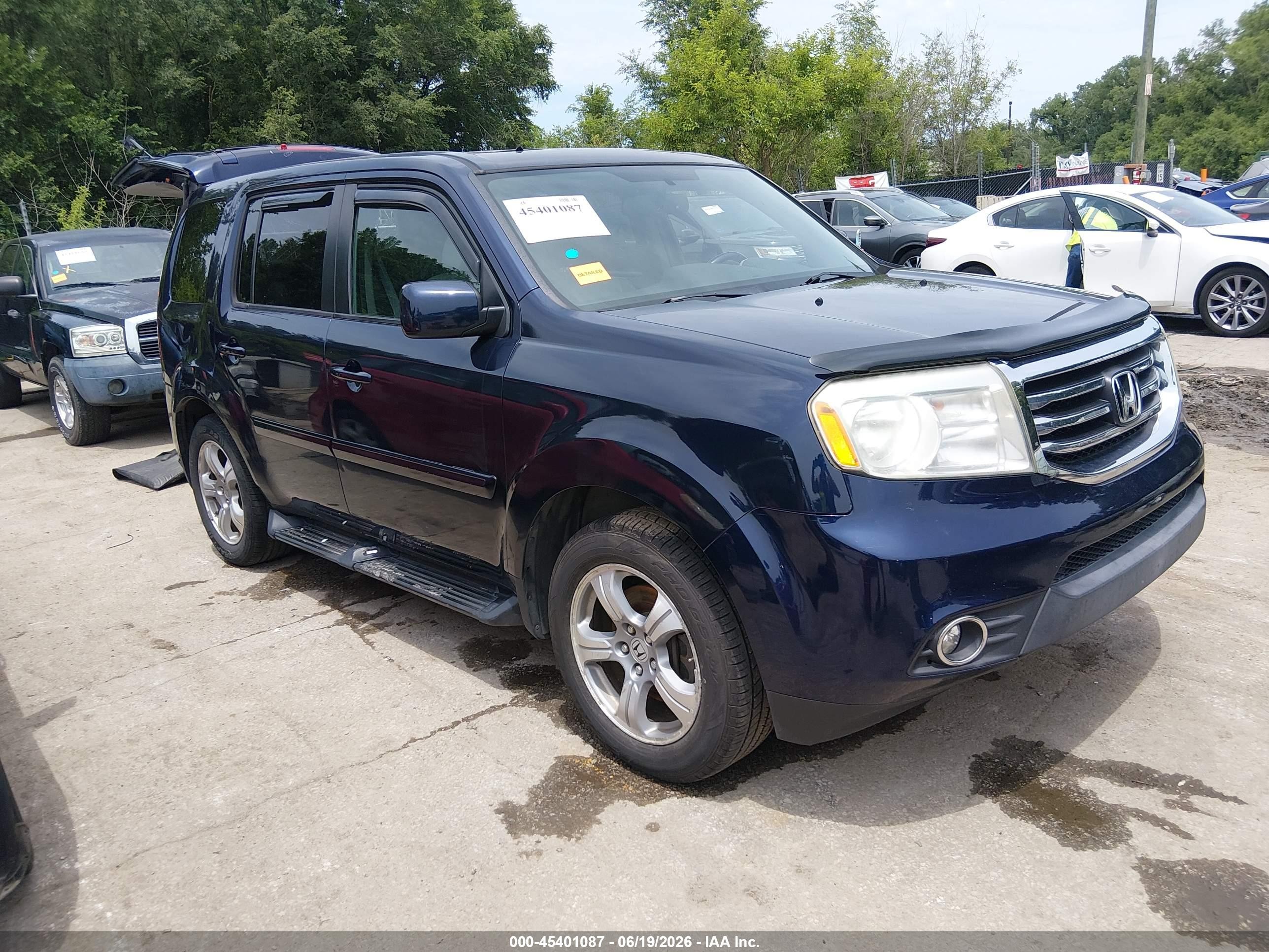 2014 Honda Pilot Ex-l Blue vin: 5FNYF4H5XEB002288
