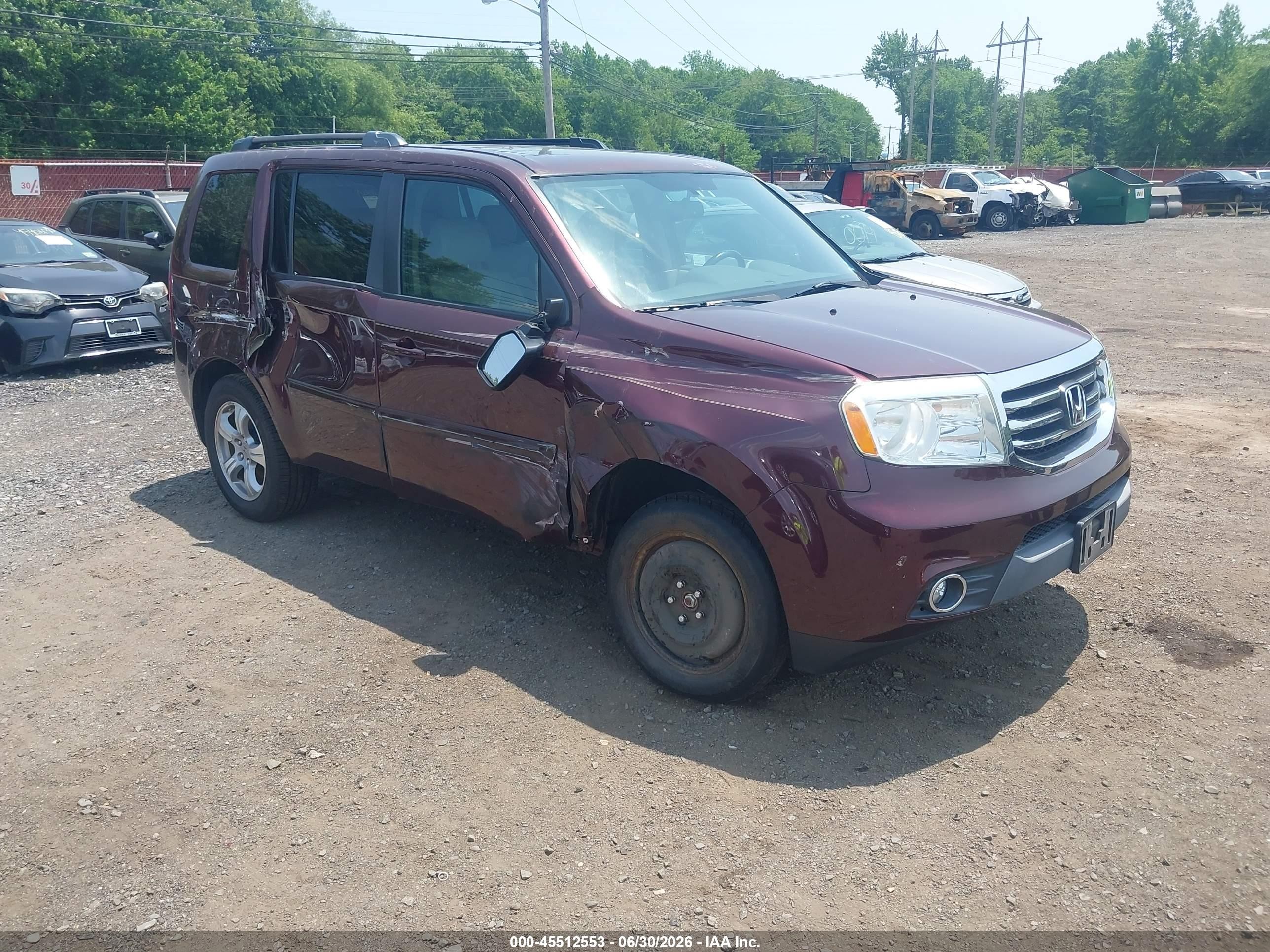 2014 Honda Pilot Ex-l Maroon vin: 5FNYF4H5XEB028258