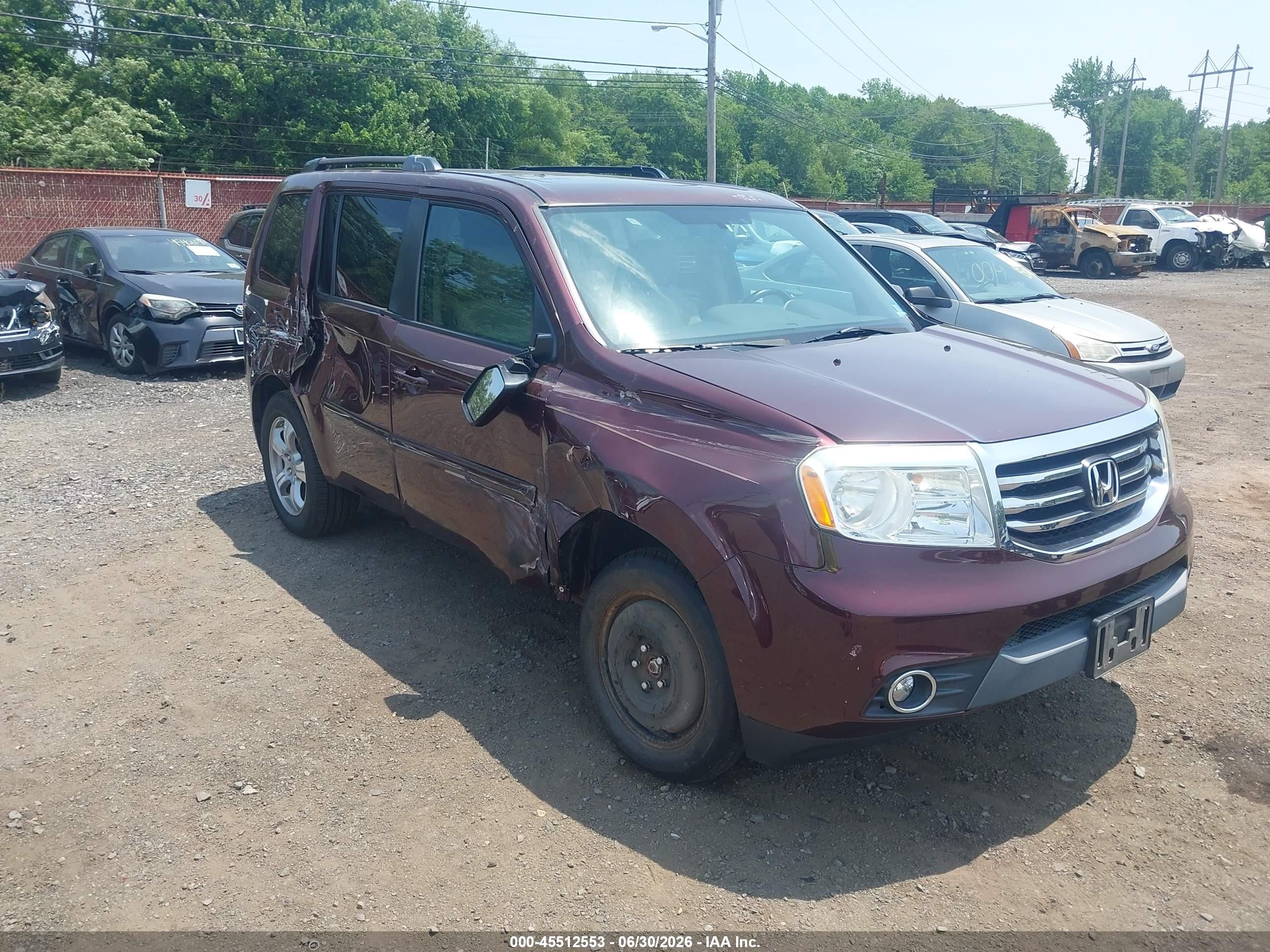 2014 Honda Pilot Ex-l Maroon vin: 5FNYF4H5XEB028258