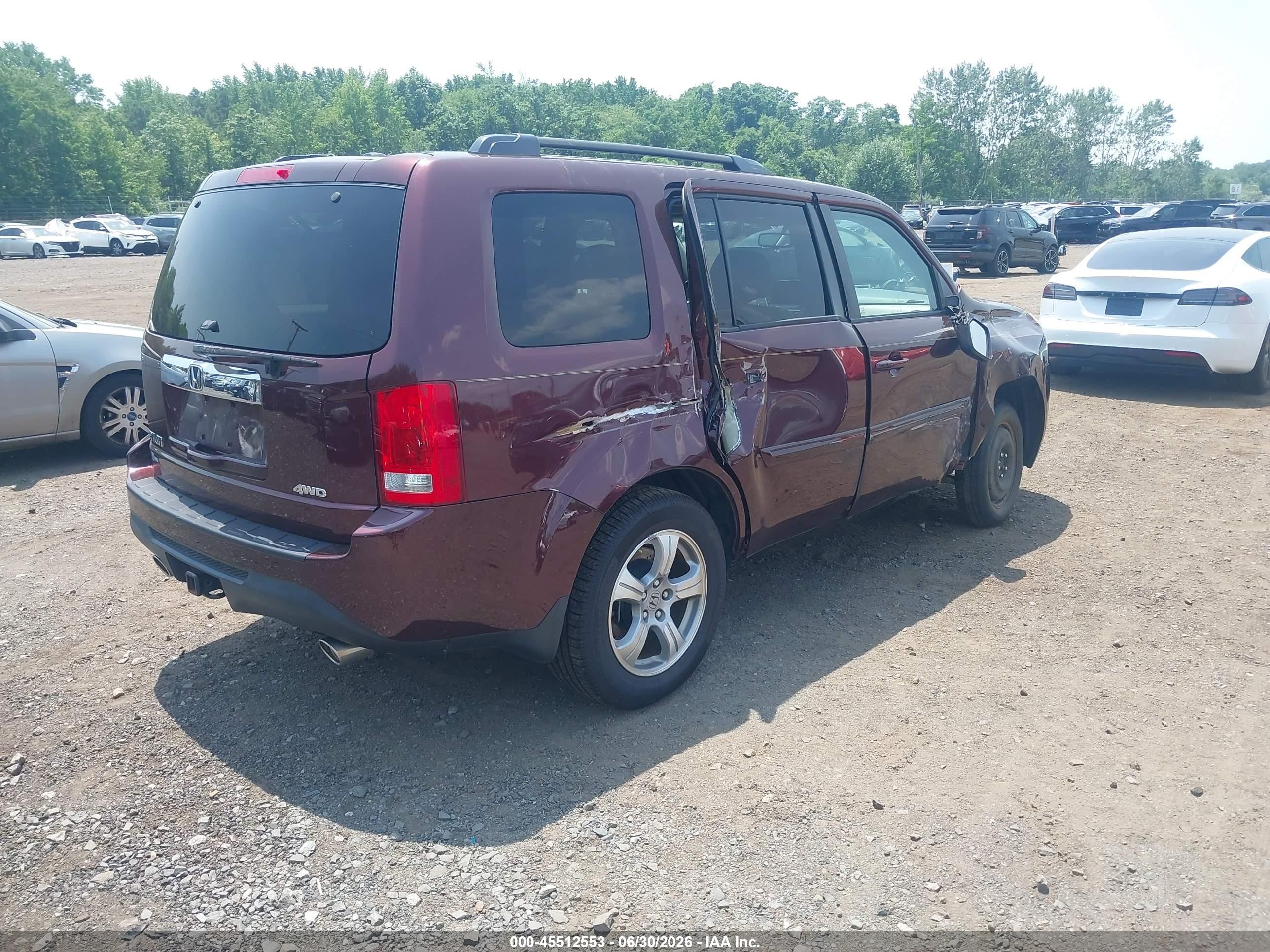 2014 Honda Pilot Ex-l Maroon vin: 5FNYF4H5XEB028258