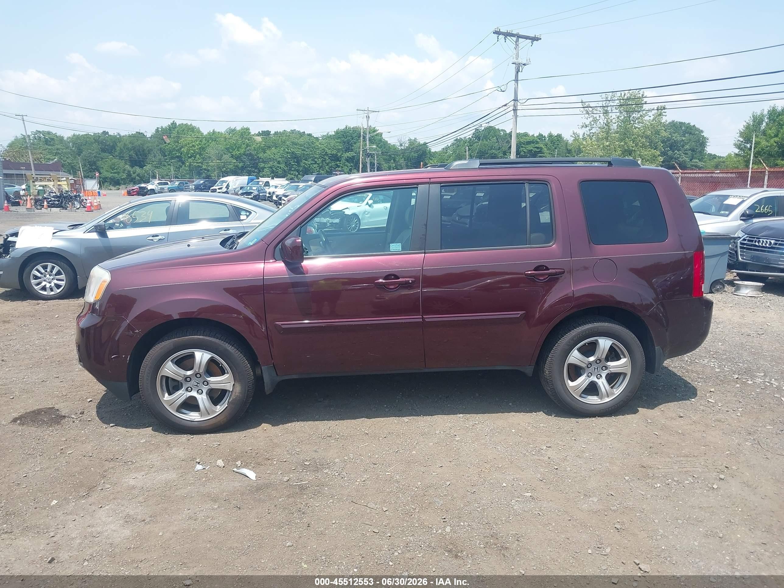 2014 Honda Pilot Ex-l Maroon vin: 5FNYF4H5XEB028258