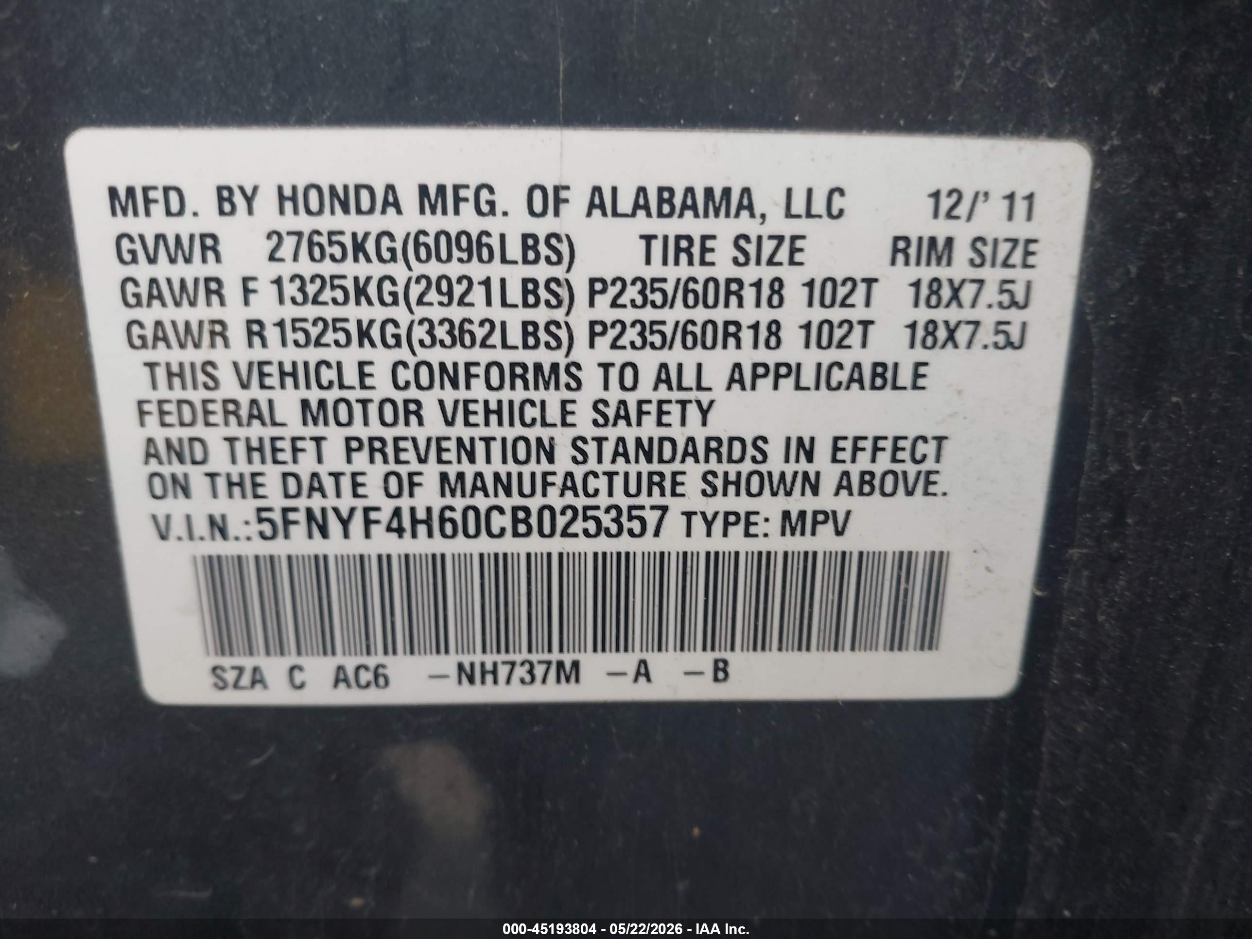 2012 Honda Pilot Ex-l Gray vin: 5FNYF4H60CB025357