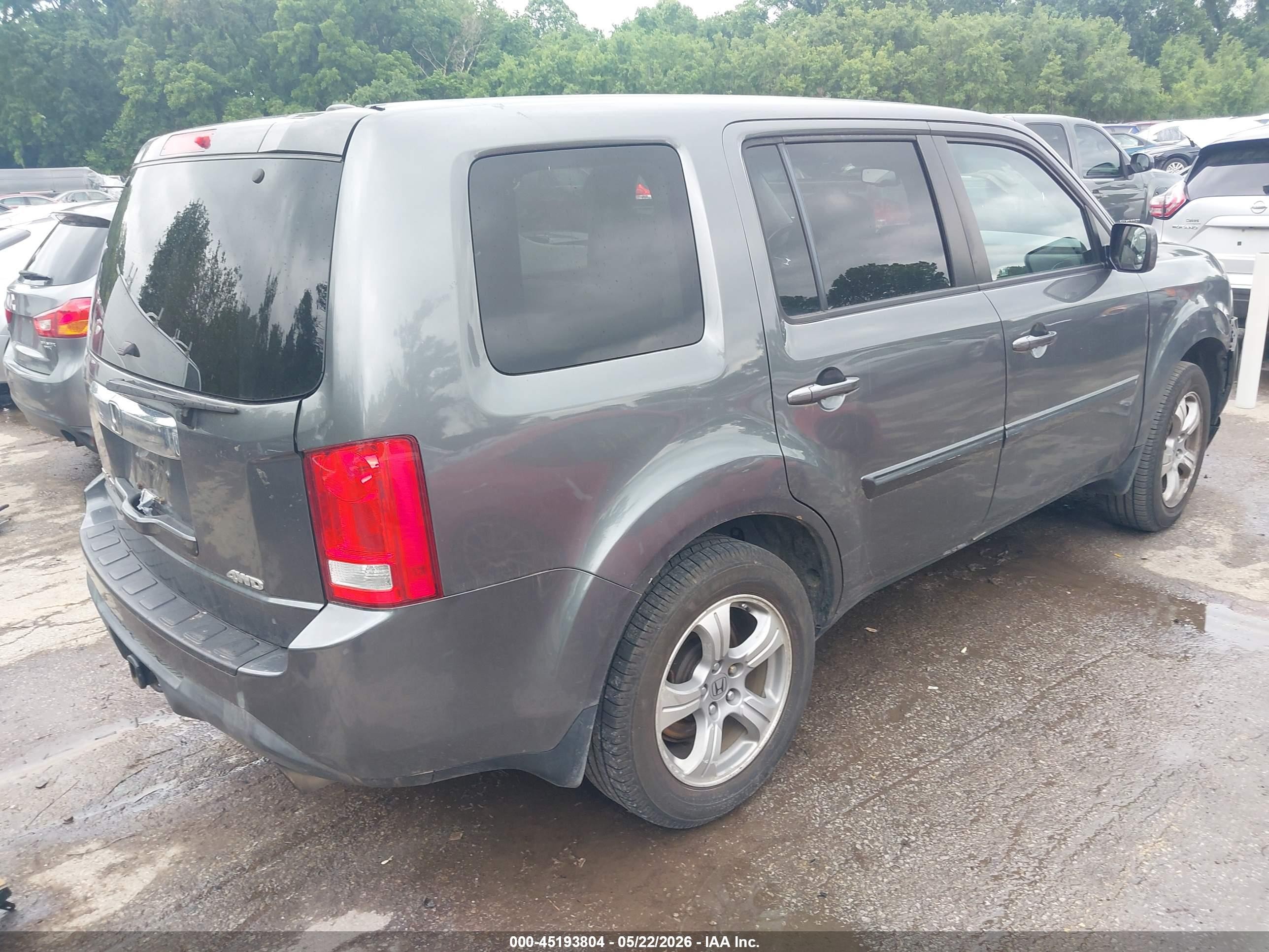 2012 Honda Pilot Ex-l Gray vin: 5FNYF4H60CB025357