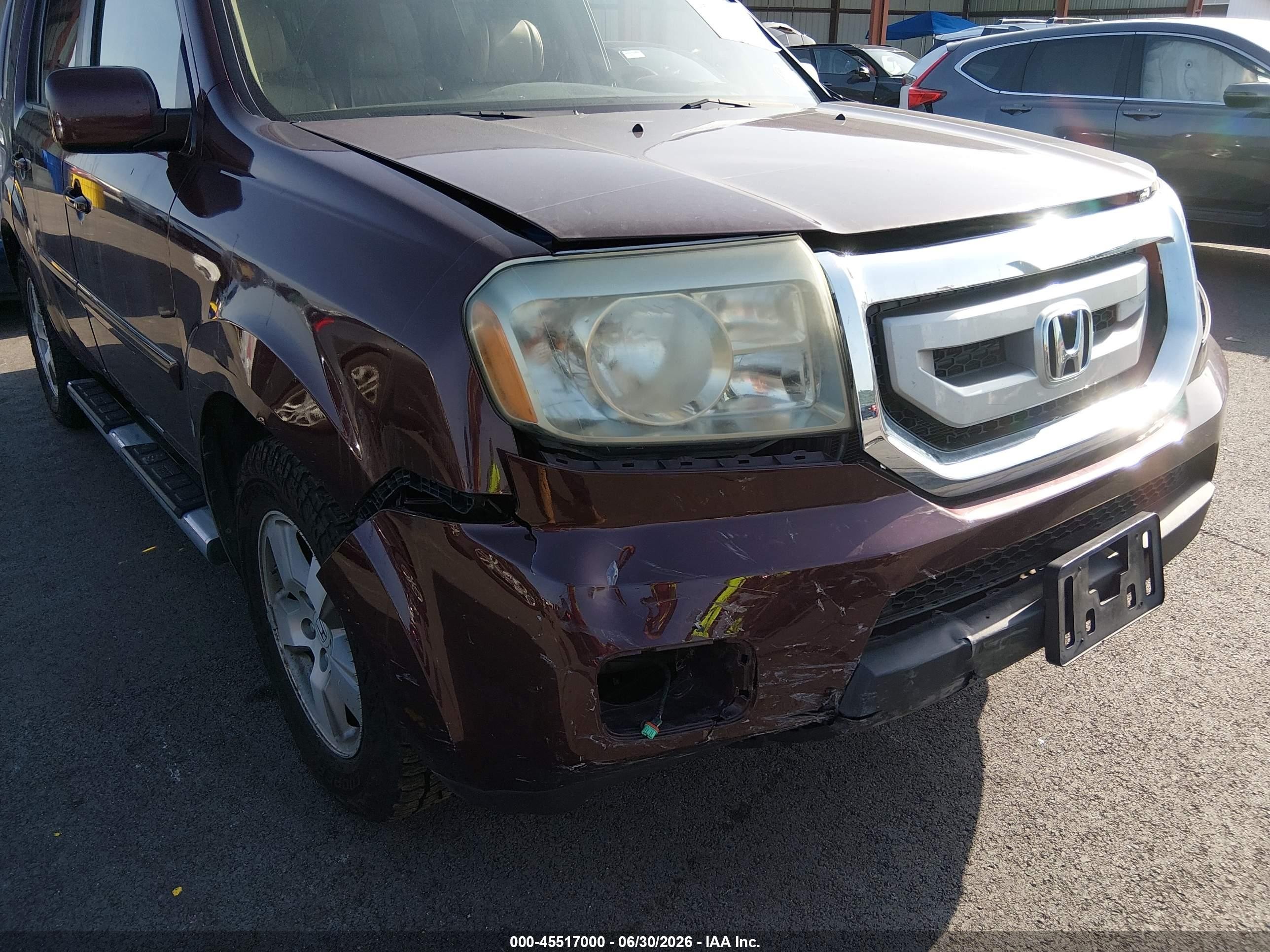 2010 Honda Pilot Ex-l Burgundy vin: 5FNYF4H61AB014851